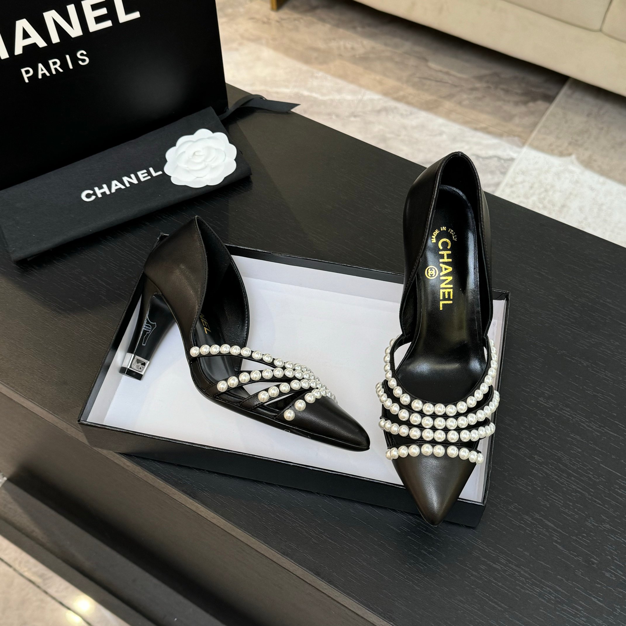 Chanel 25P Spring/Summer Pearl Heel High Heel Slippers - Elegant & Chic 9 a1746608161637 3163