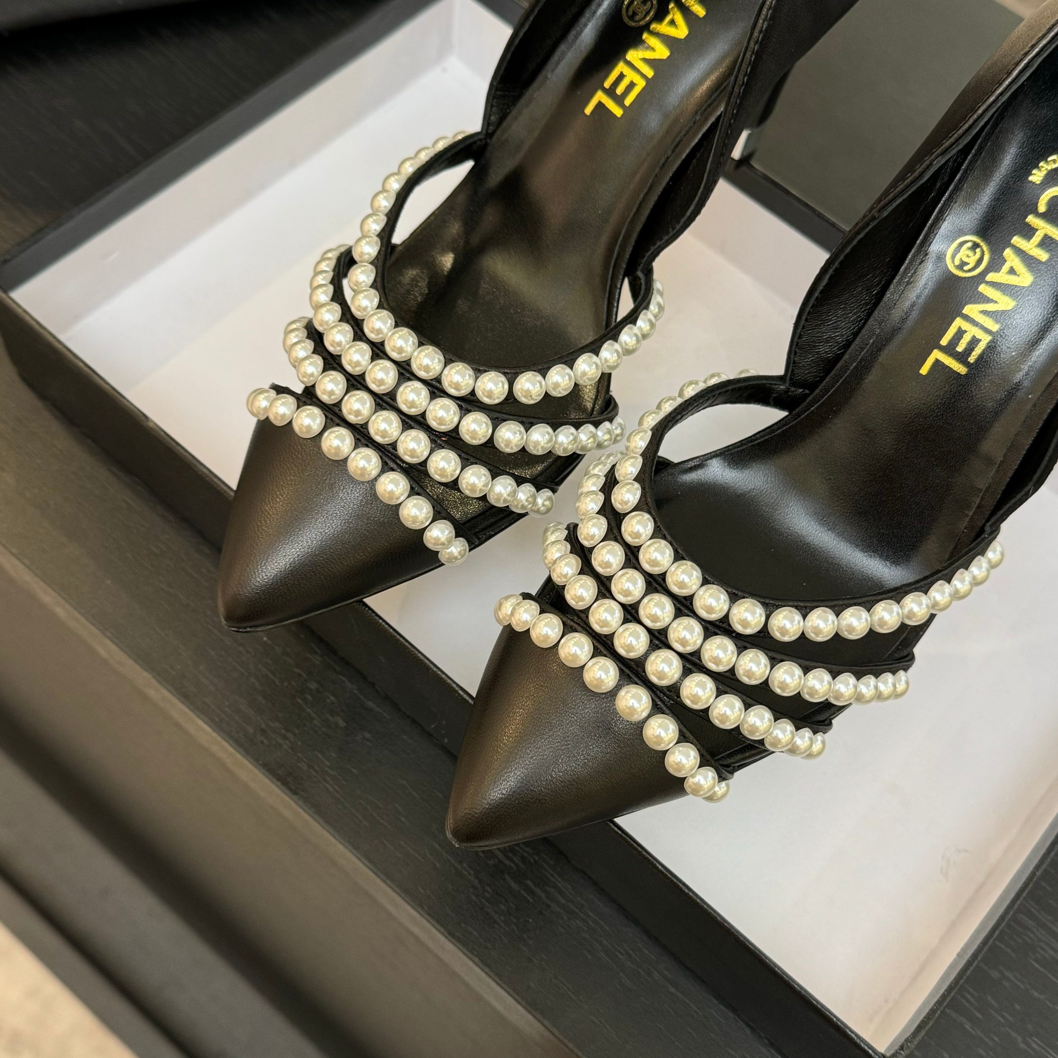 Chanel 25P Spring/Summer Pearl Heel High Heel Slippers - Elegant & Chic 8 a1746608161727 4213