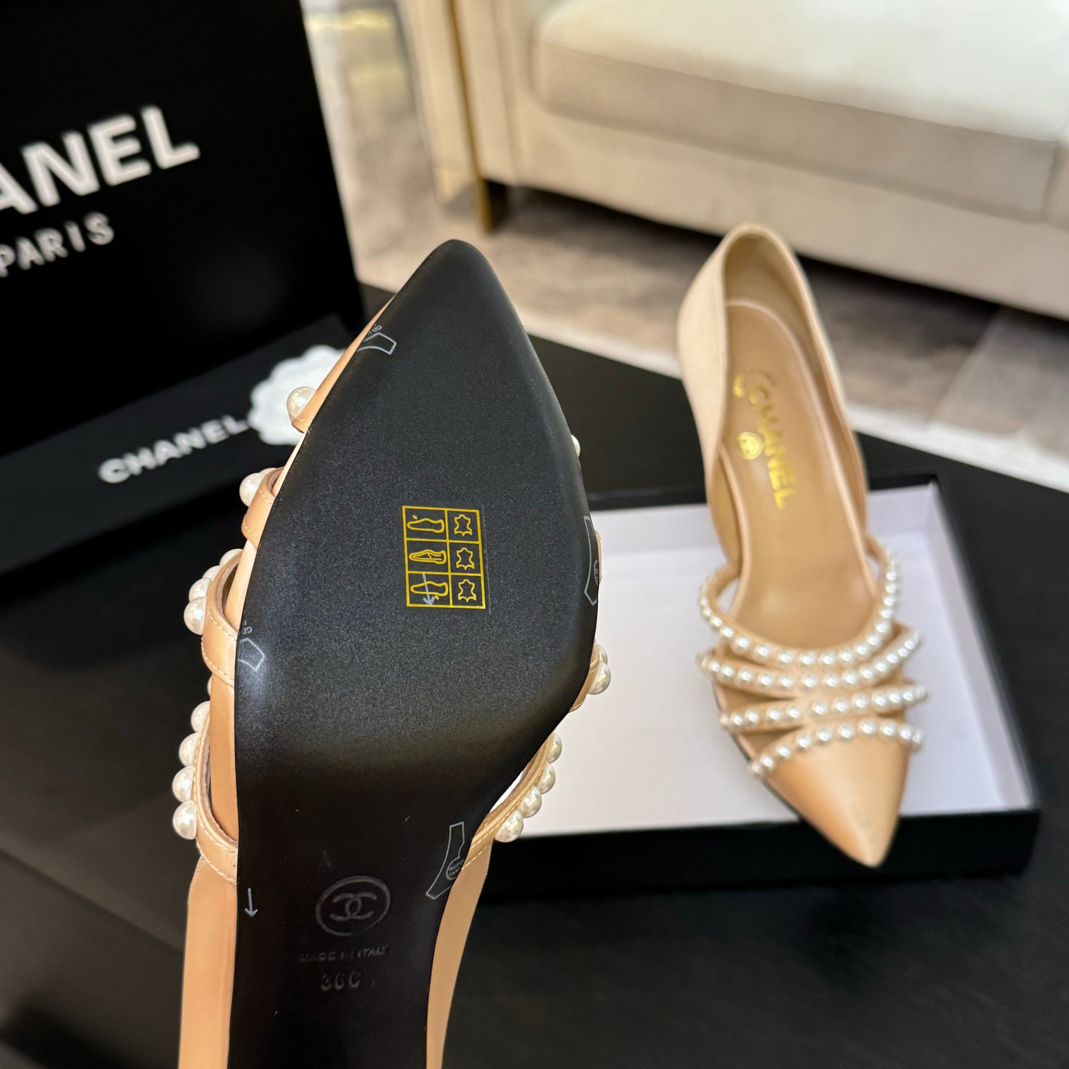 Chanel 25P Pearl Heel Pumps - Elegant Pointed Toe Heels for Women 9 a1746608174596 8365