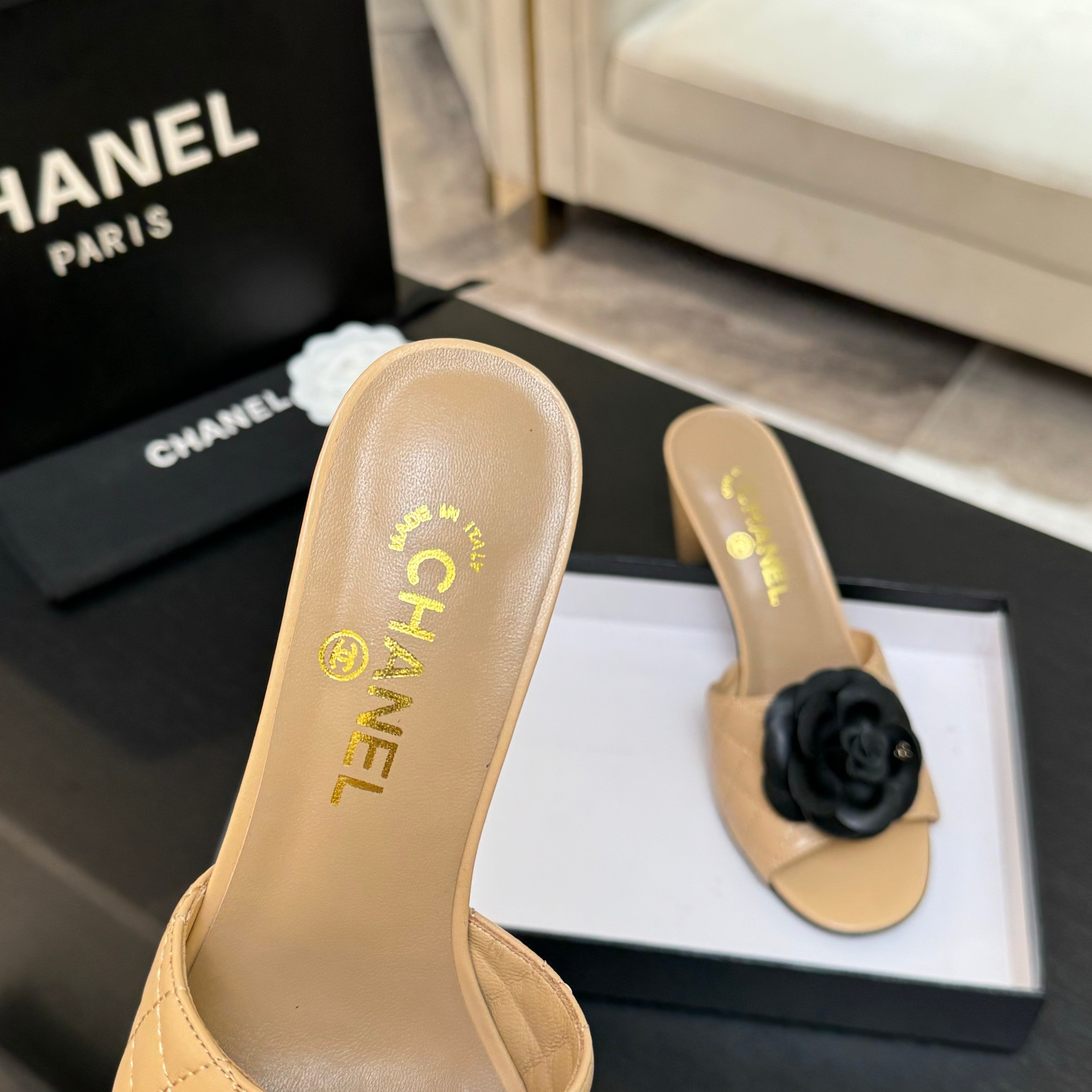 Chanel Camellia High Heel Sandals - Elegant Leather Mules for Women 5 a1746697912071 8524