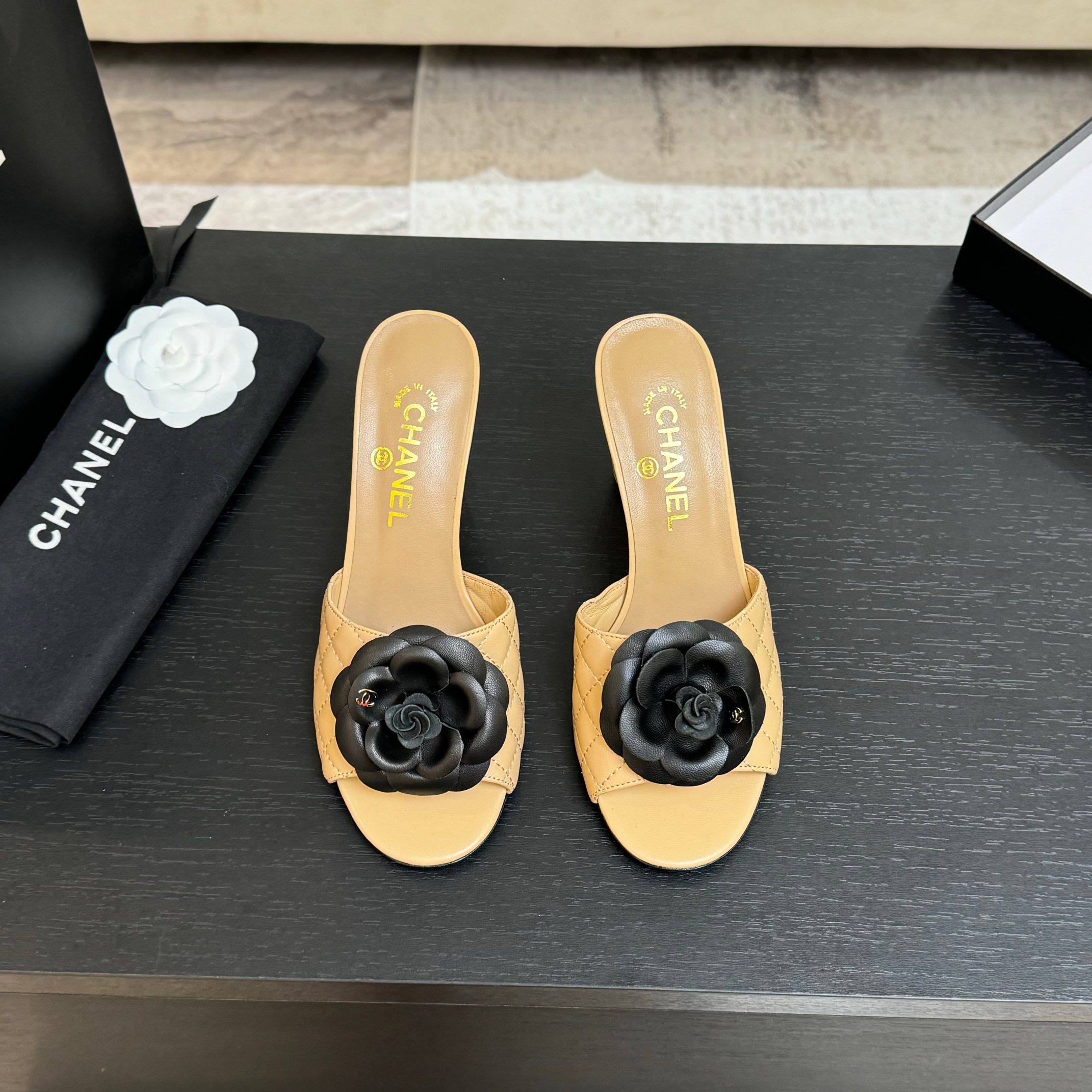 Chanel Camellia High Heel Sandals - Elegant Leather Mules for Women 4 a1746697912257 1103