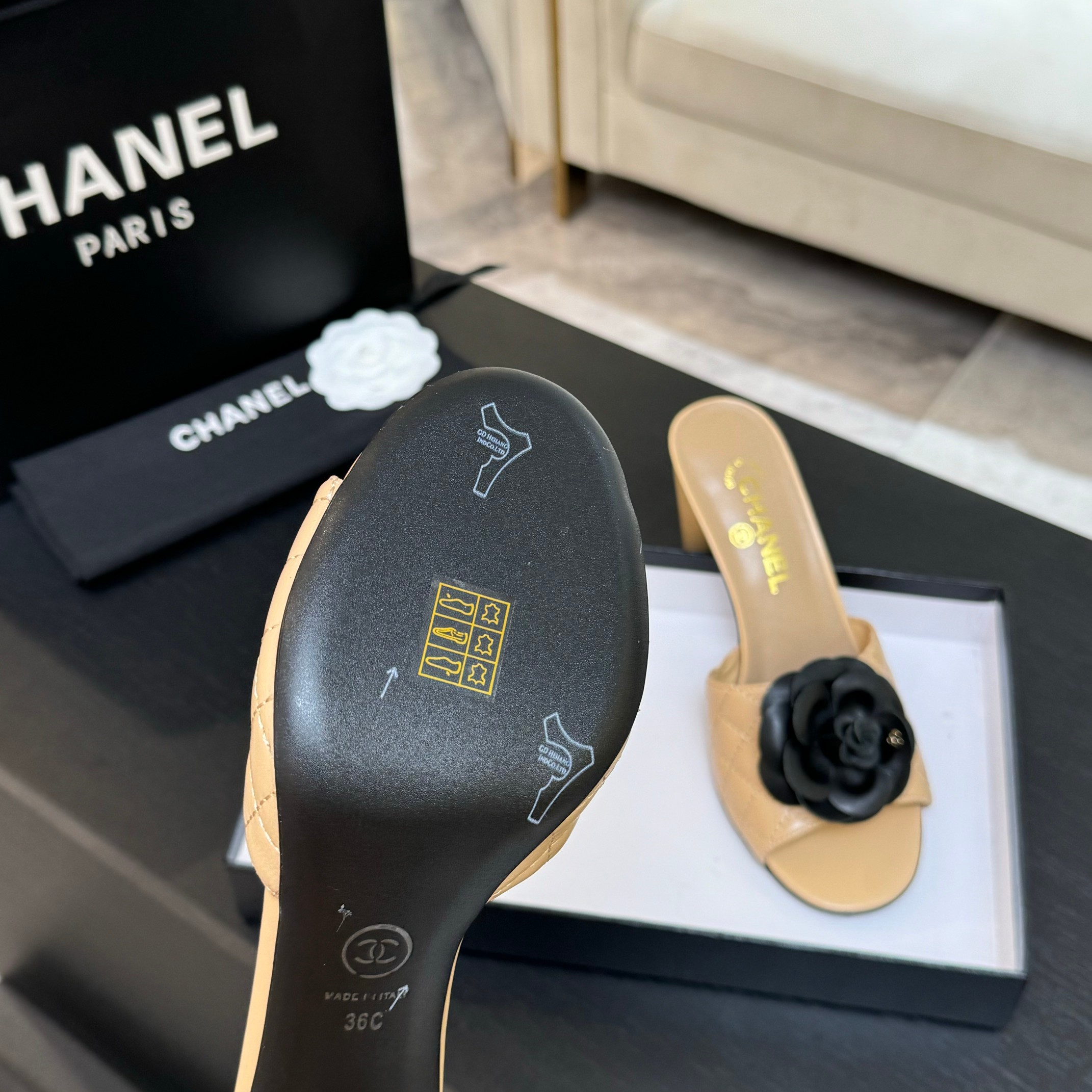 Chanel Camellia High Heel Sandals - Elegant Leather Mules for Women 7 a1746697912448 3836