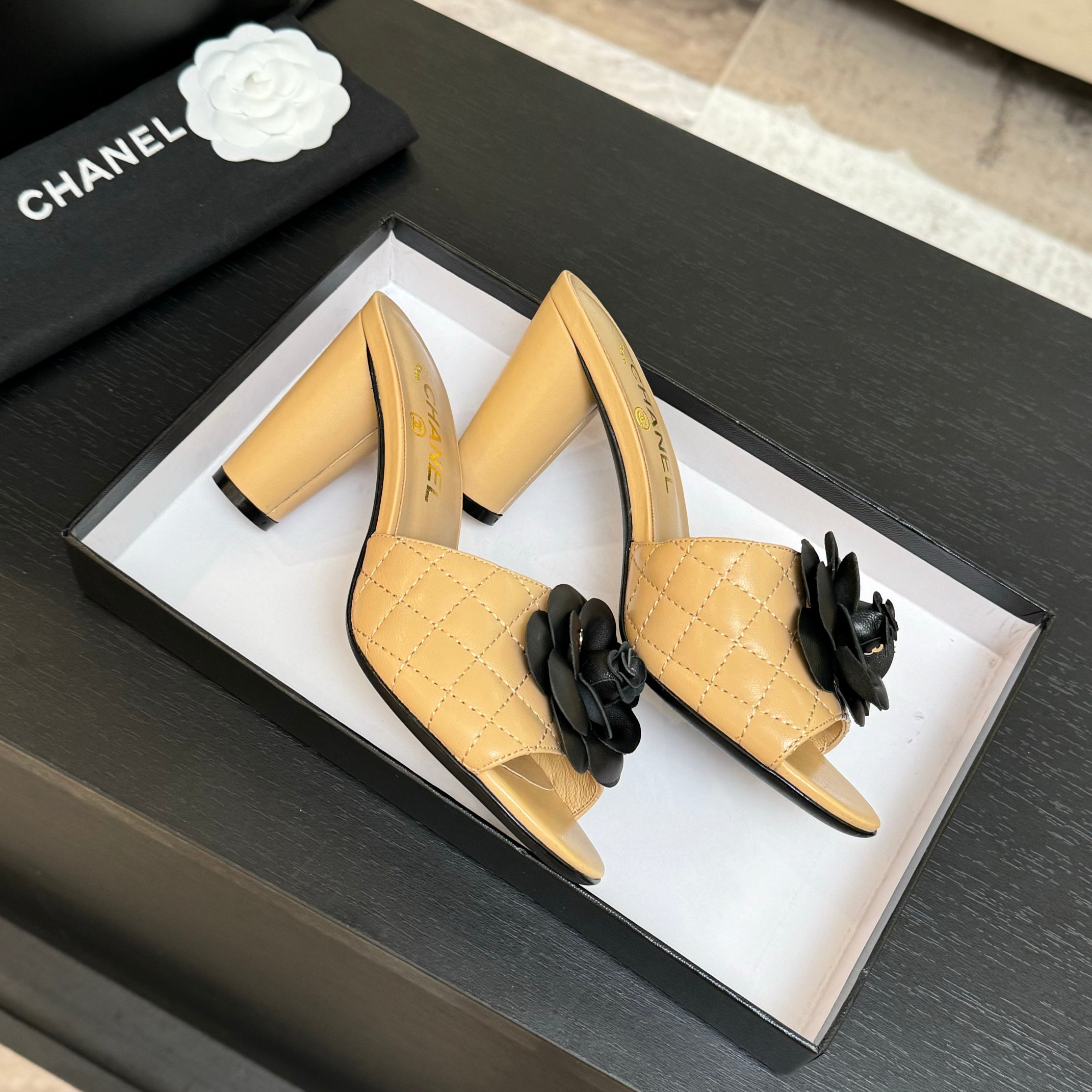 Chanel Camellia High Heel Sandals - Elegant Leather Mules for Women 10 a1746697914275 8255