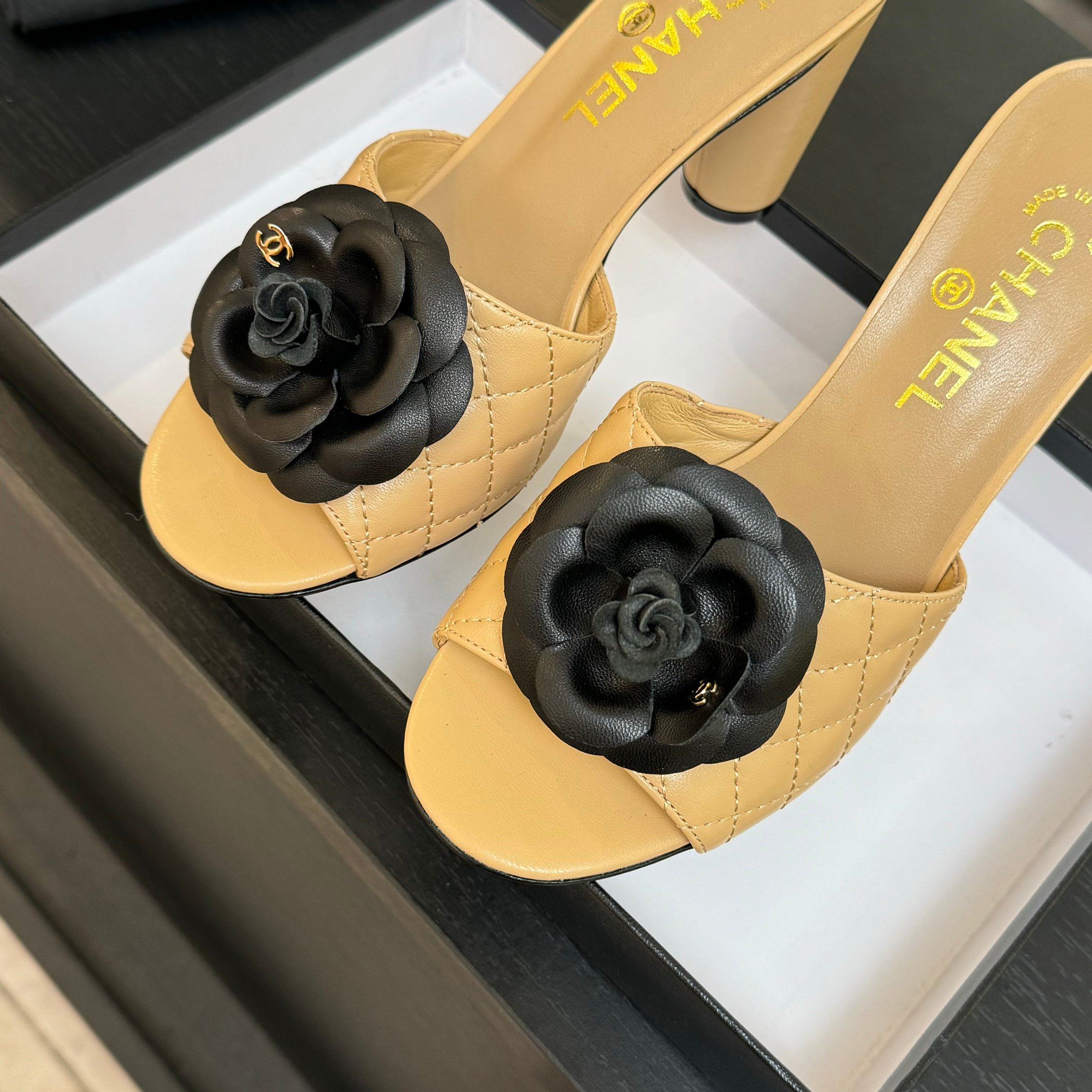 Chanel Camellia High Heel Sandals - Elegant Leather Mules for Women 9 a1746697914289 7548