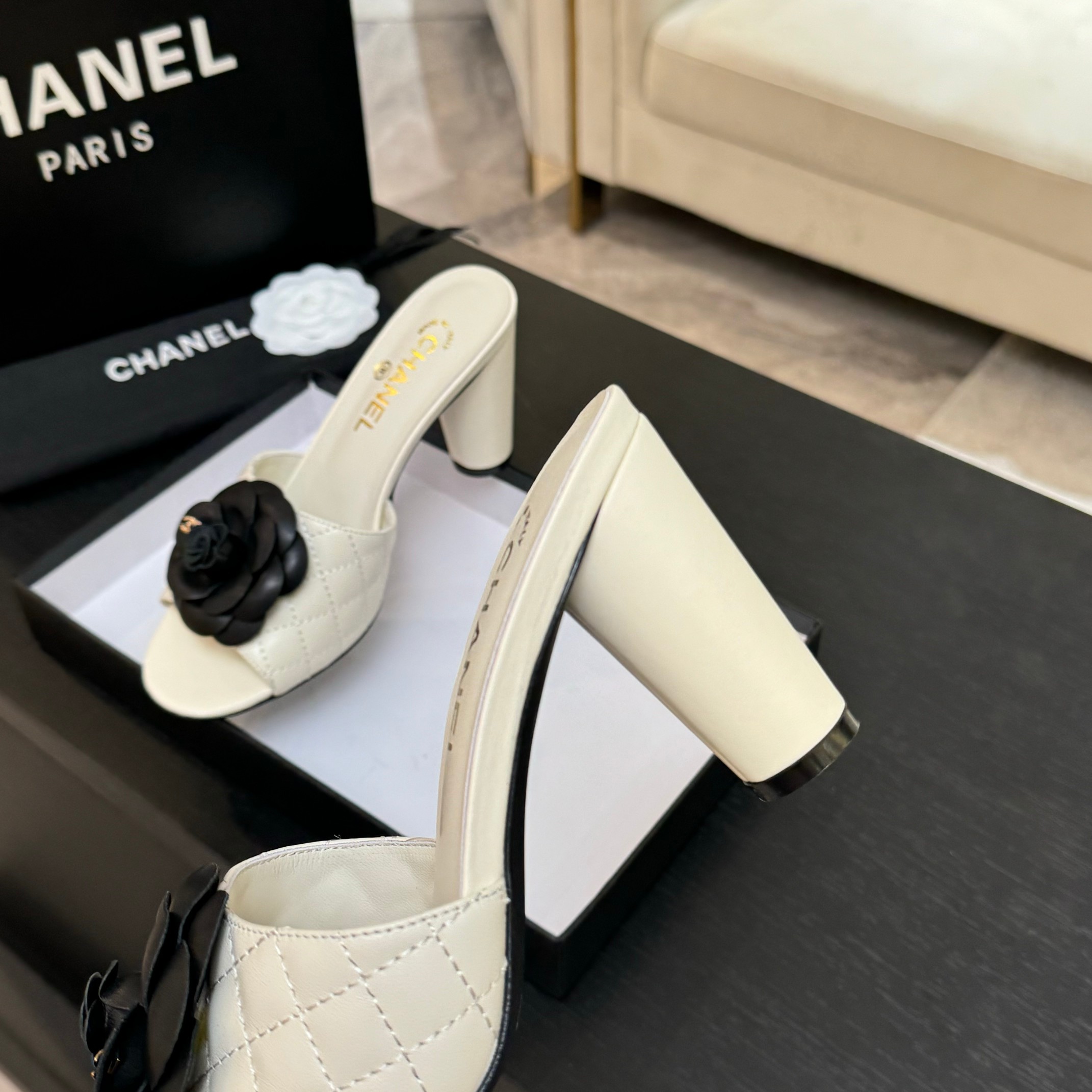 Chanel Camellia High Heel Fish Mouth Sandals - Elegant Women's Shoes 2 a1746697929371 3607