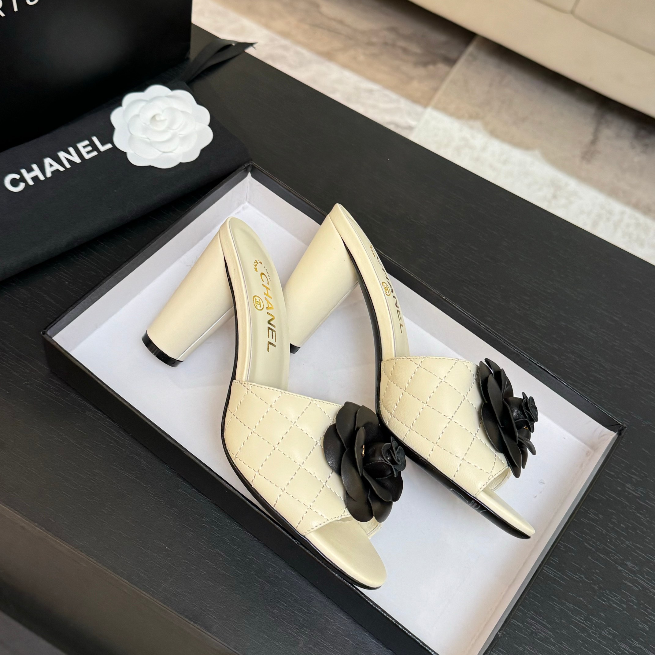 Chanel Camellia High Heel Fish Mouth Sandals - Elegant Women's Shoes 8 a1746697931484 0047