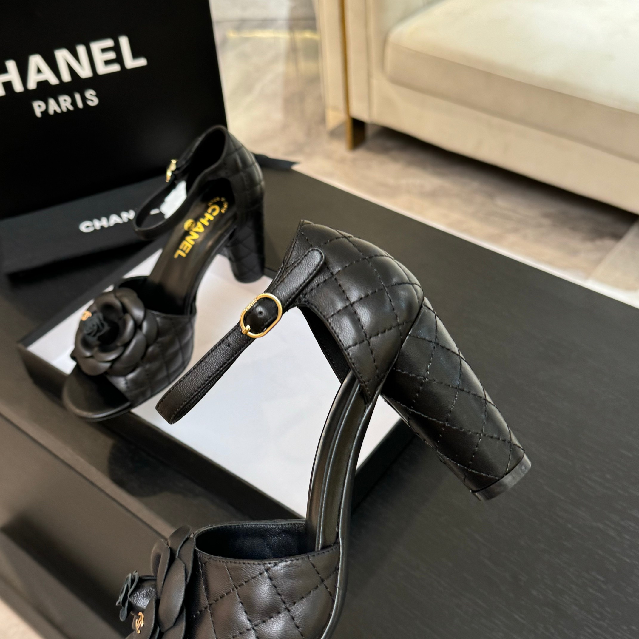 Chanel Women's Camellia Flower High Heel Sandals, Genuine Leather 5 a1746697991976 4003