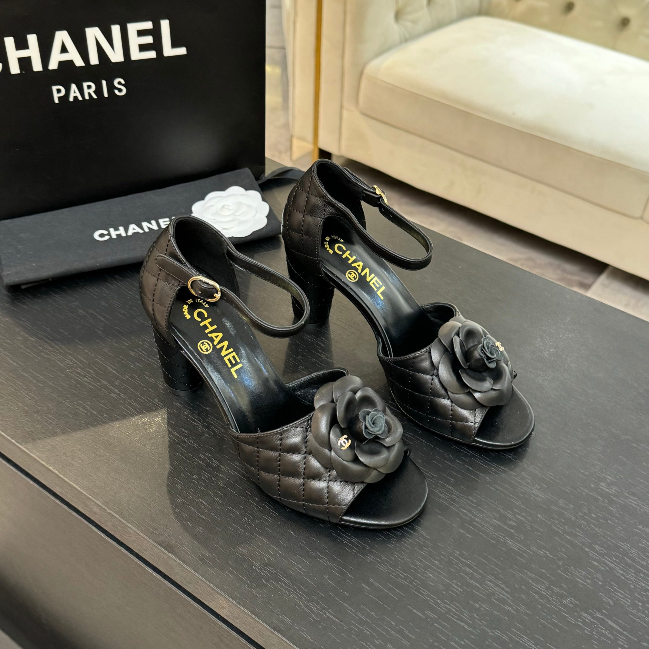 Chanel Women's Camellia Flower High Heel Sandals, Genuine Leather 4 a1746697992095 6227