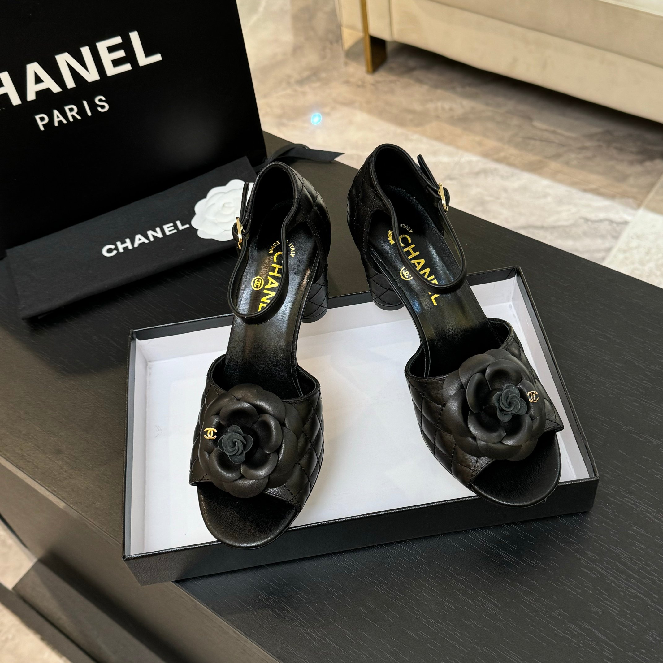 Chanel Women's Camellia Flower High Heel Sandals, Genuine Leather 8 a1746697994133 8468