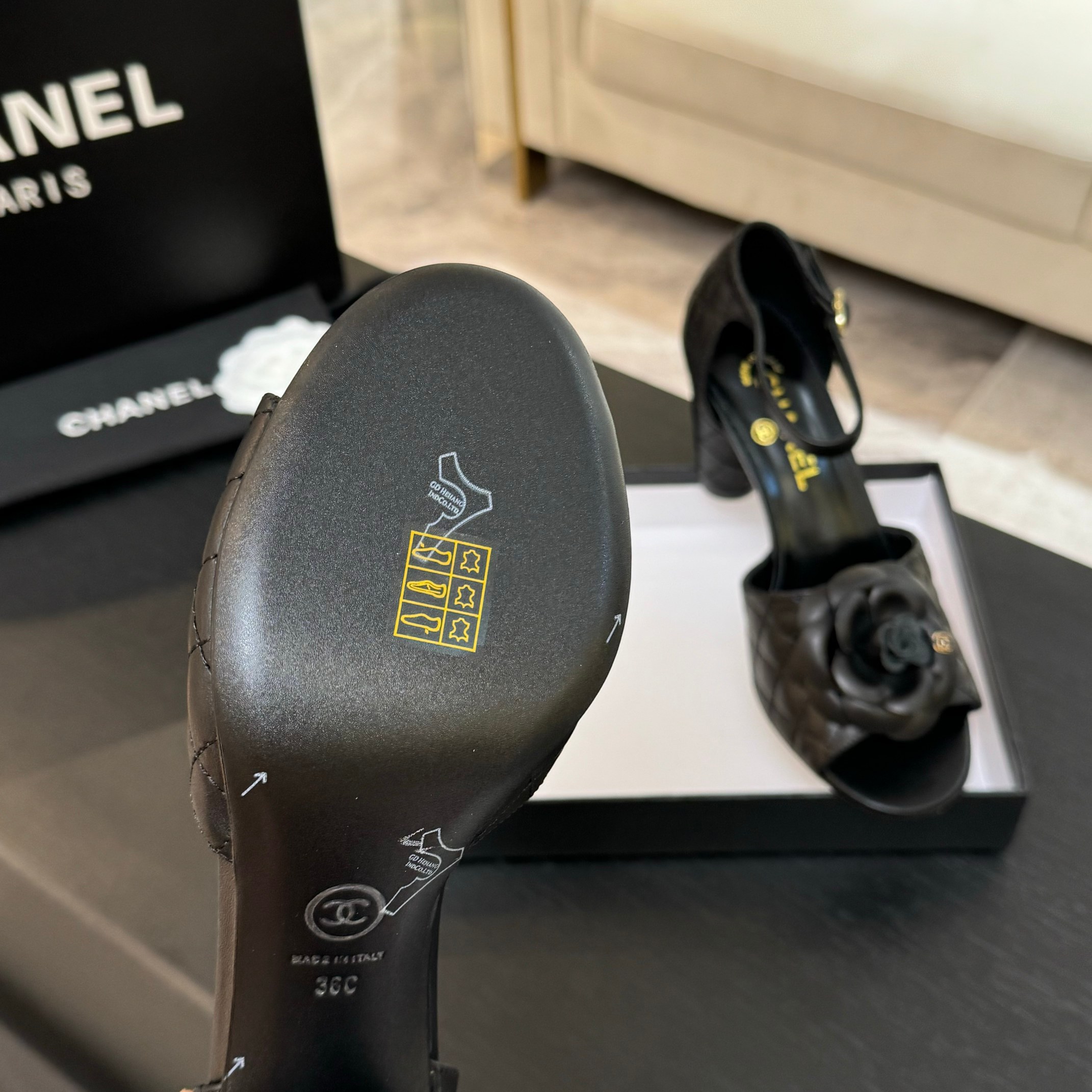 Chanel Women's Camellia Flower High Heel Sandals, Genuine Leather 10 a1746697994194 7714