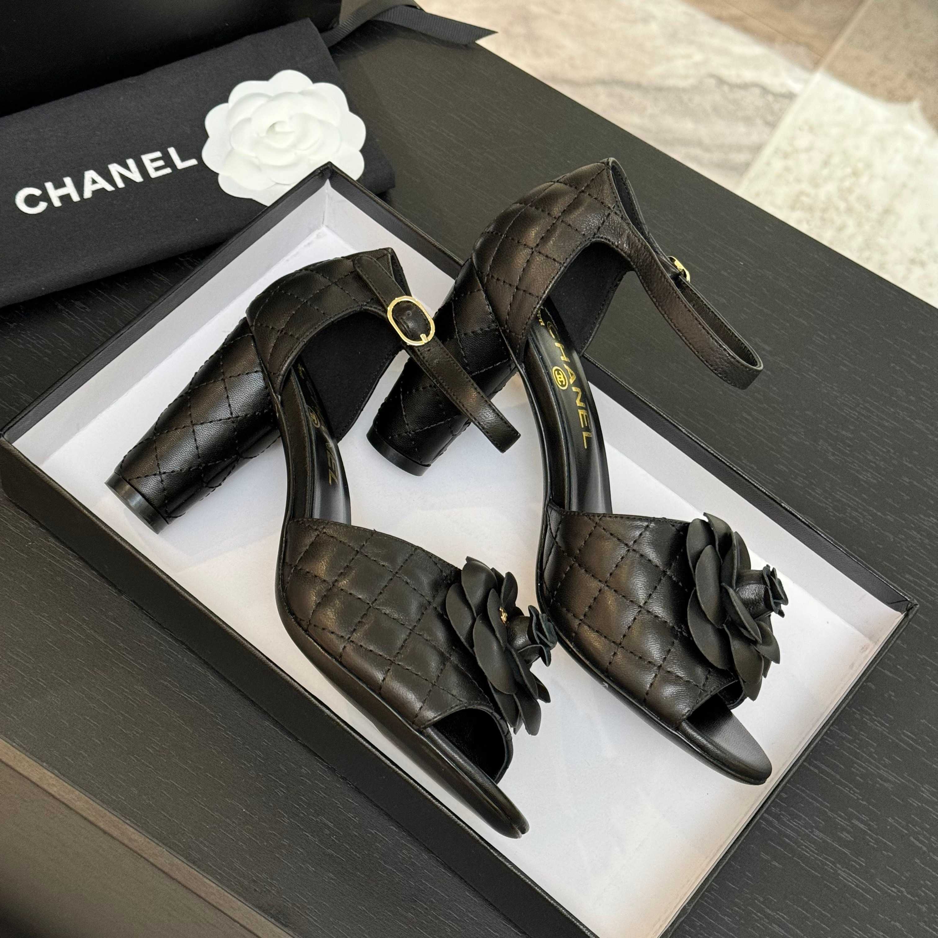 Chanel Women's Camellia Flower High Heel Sandals, Genuine Leather 2 a1746697995016 0060