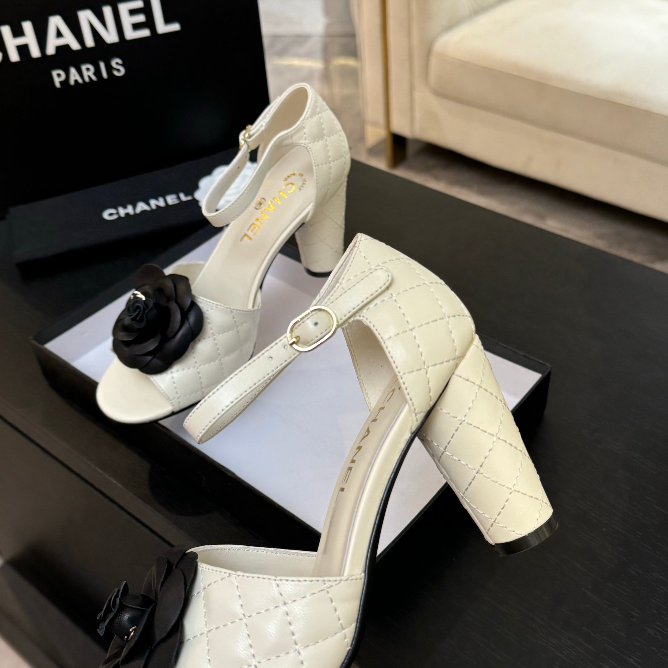Chanel Camellia High Heel Sandals,Lambskin Leather, Elegant and Comfortable 6 a1746698070252 8287