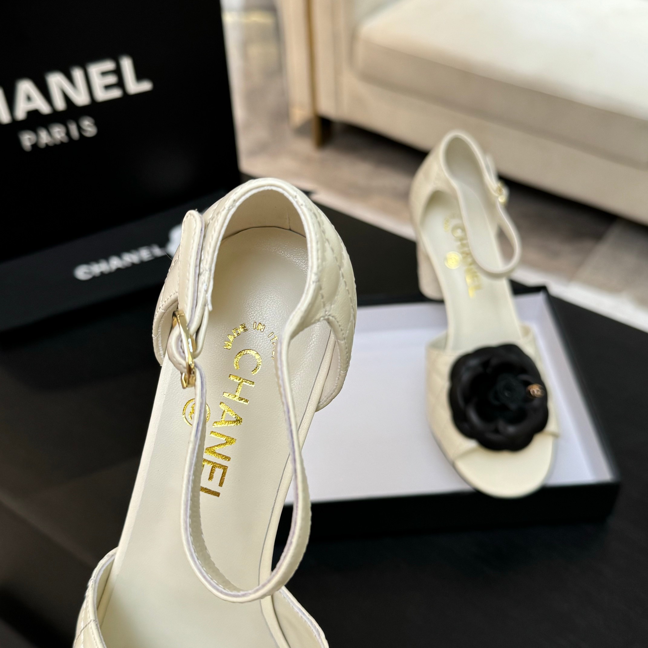 Chanel Camellia High Heel Sandals,Lambskin Leather, Elegant and Comfortable 5 a1746698070303 7535