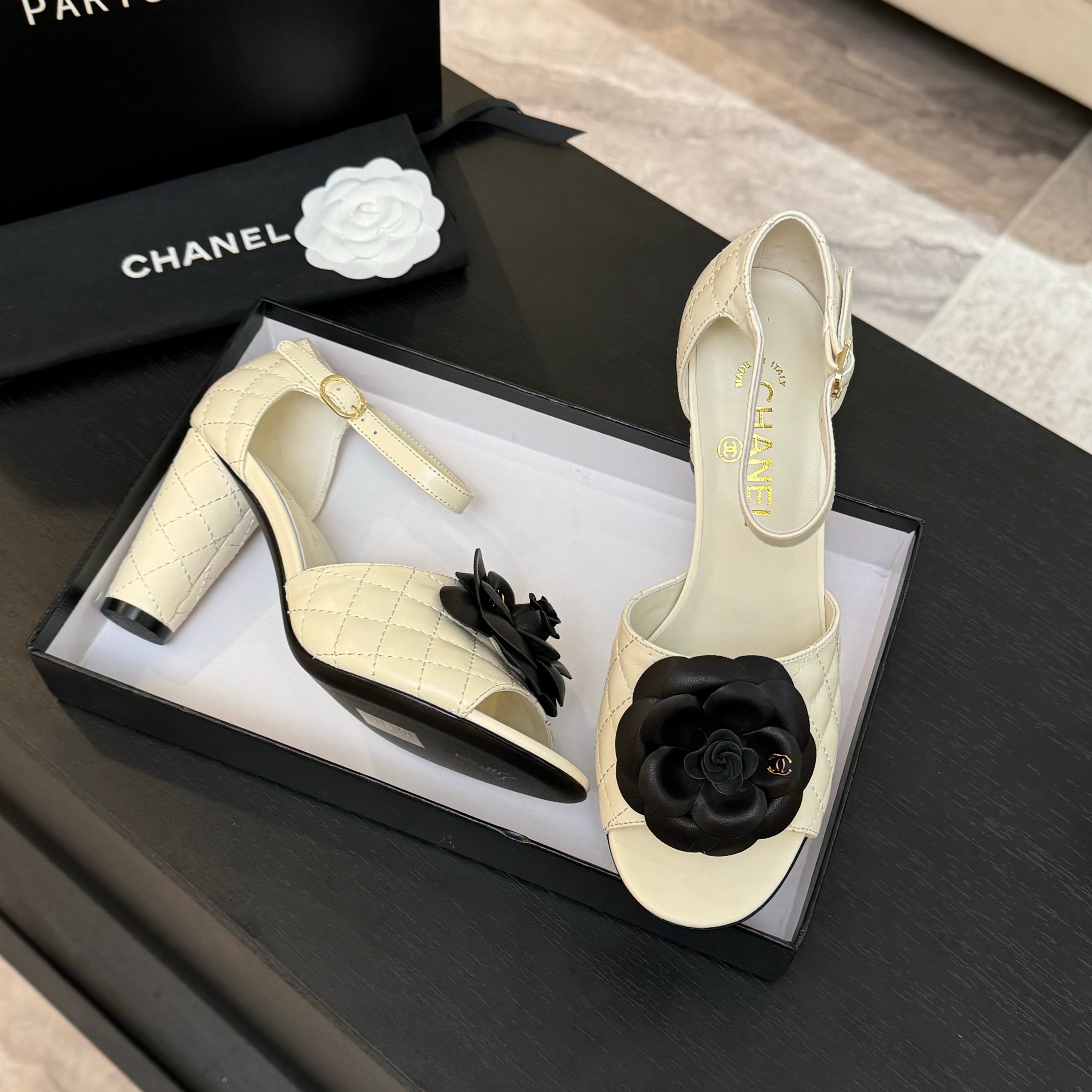 Chanel Camellia High Heel Sandals,Lambskin Leather, Elegant and Comfortable 8 a1746698073288 2555