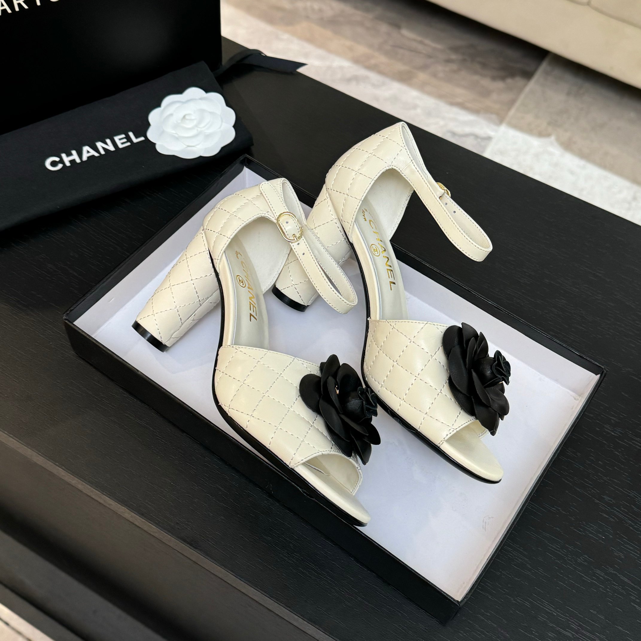Chanel Camellia High Heel Sandals,Lambskin Leather, Elegant and Comfortable 2 a1746698073324 5146
