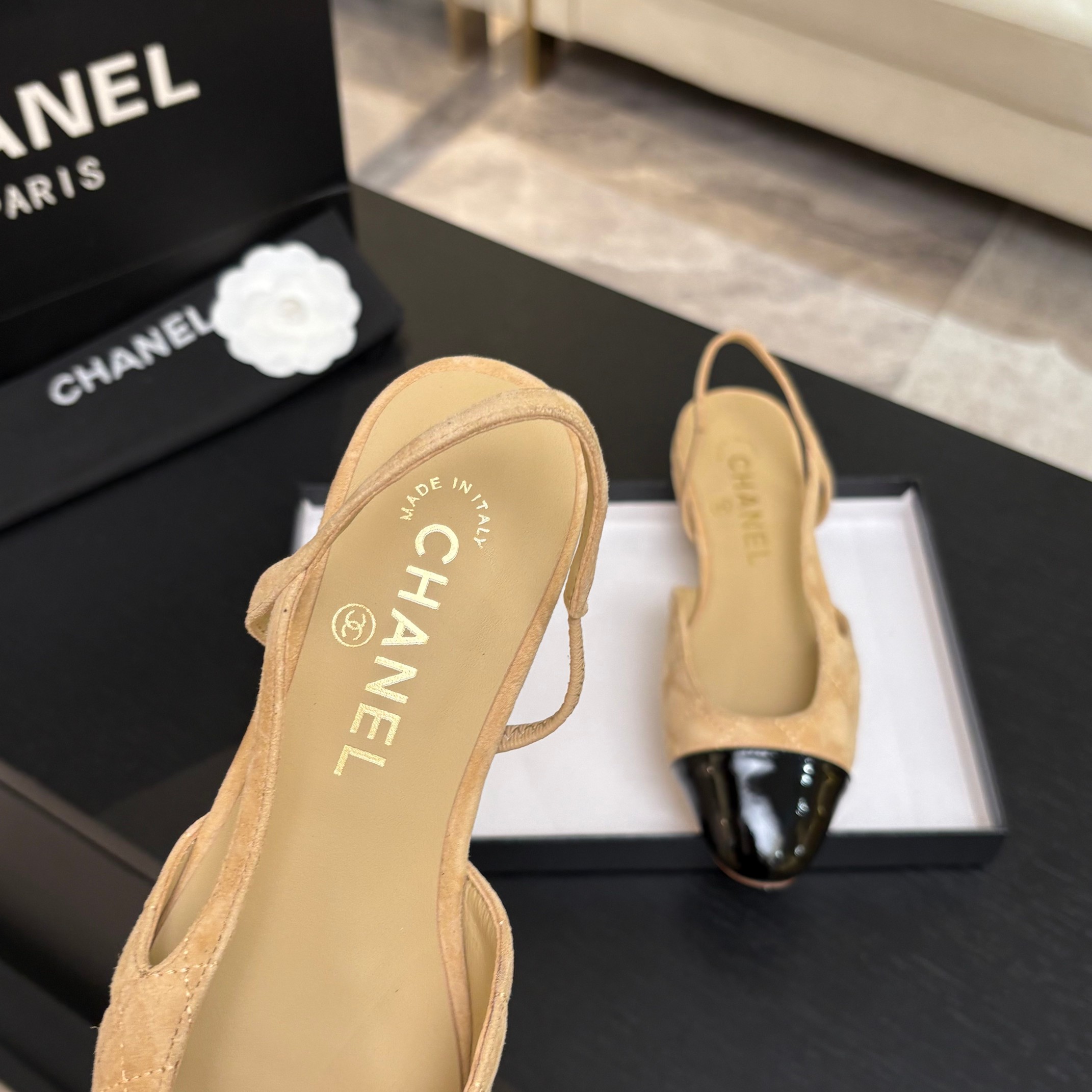 Chanel Denim Slingback Flats