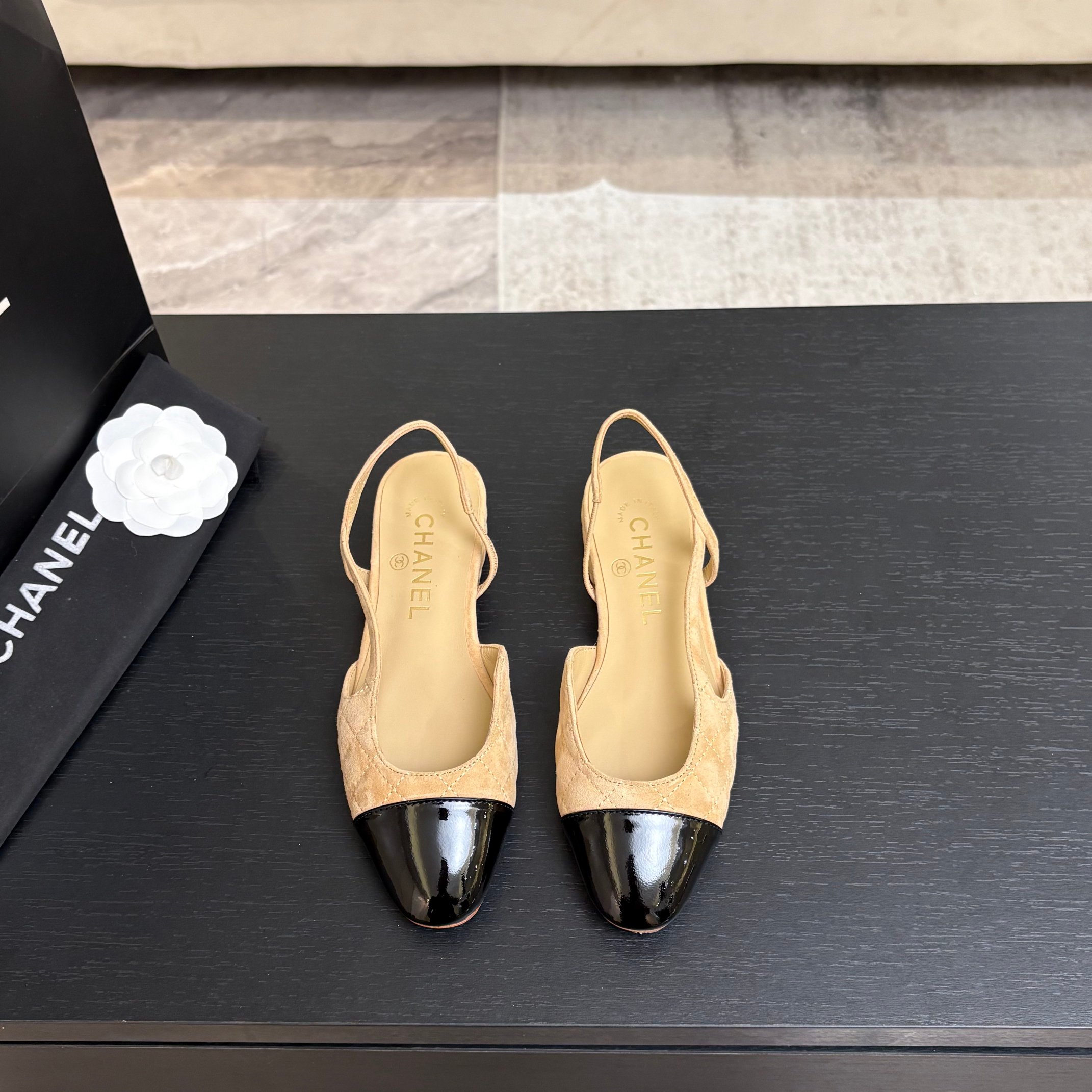 Chanel Denim Slingback Flats