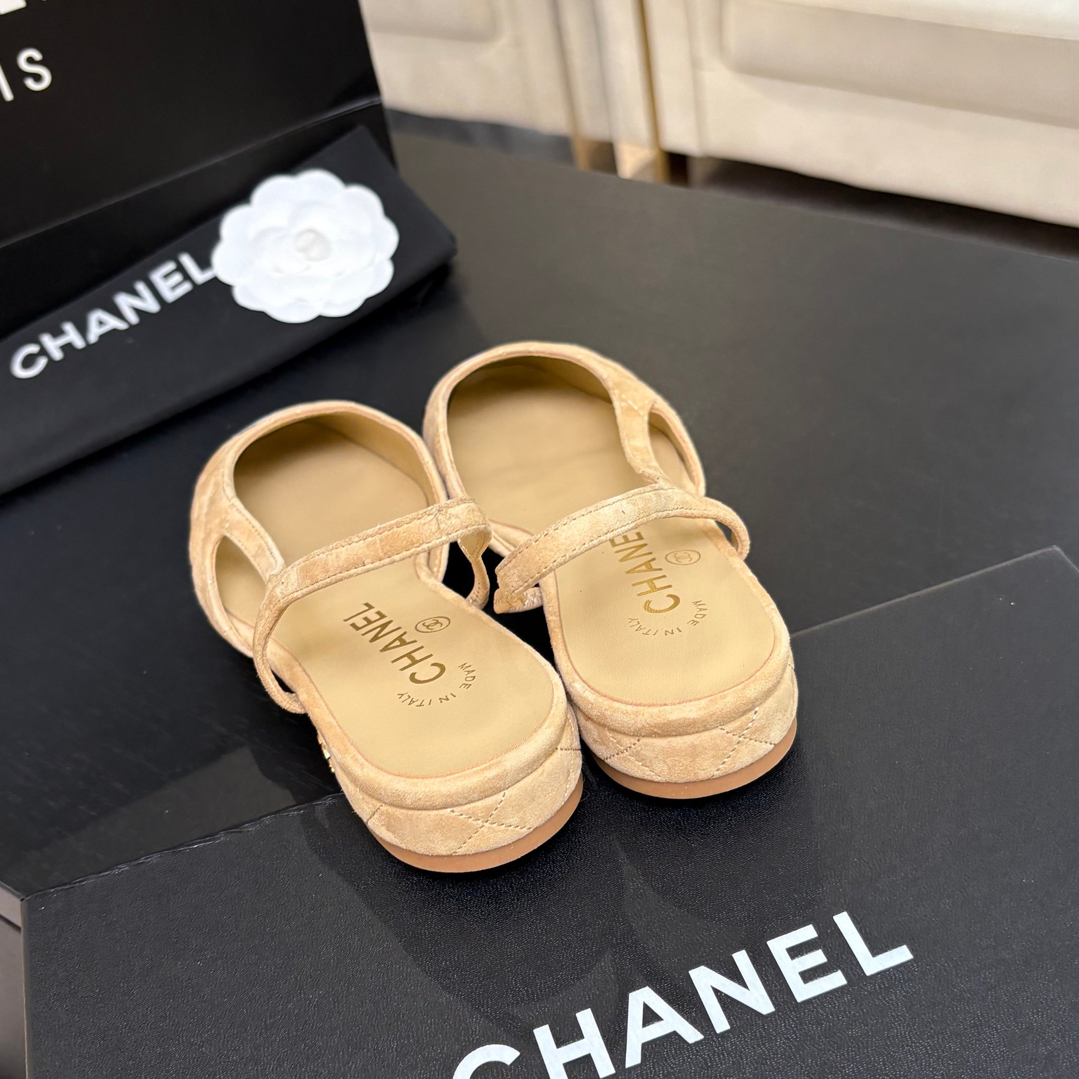 Chanel Denim Slingback Flats