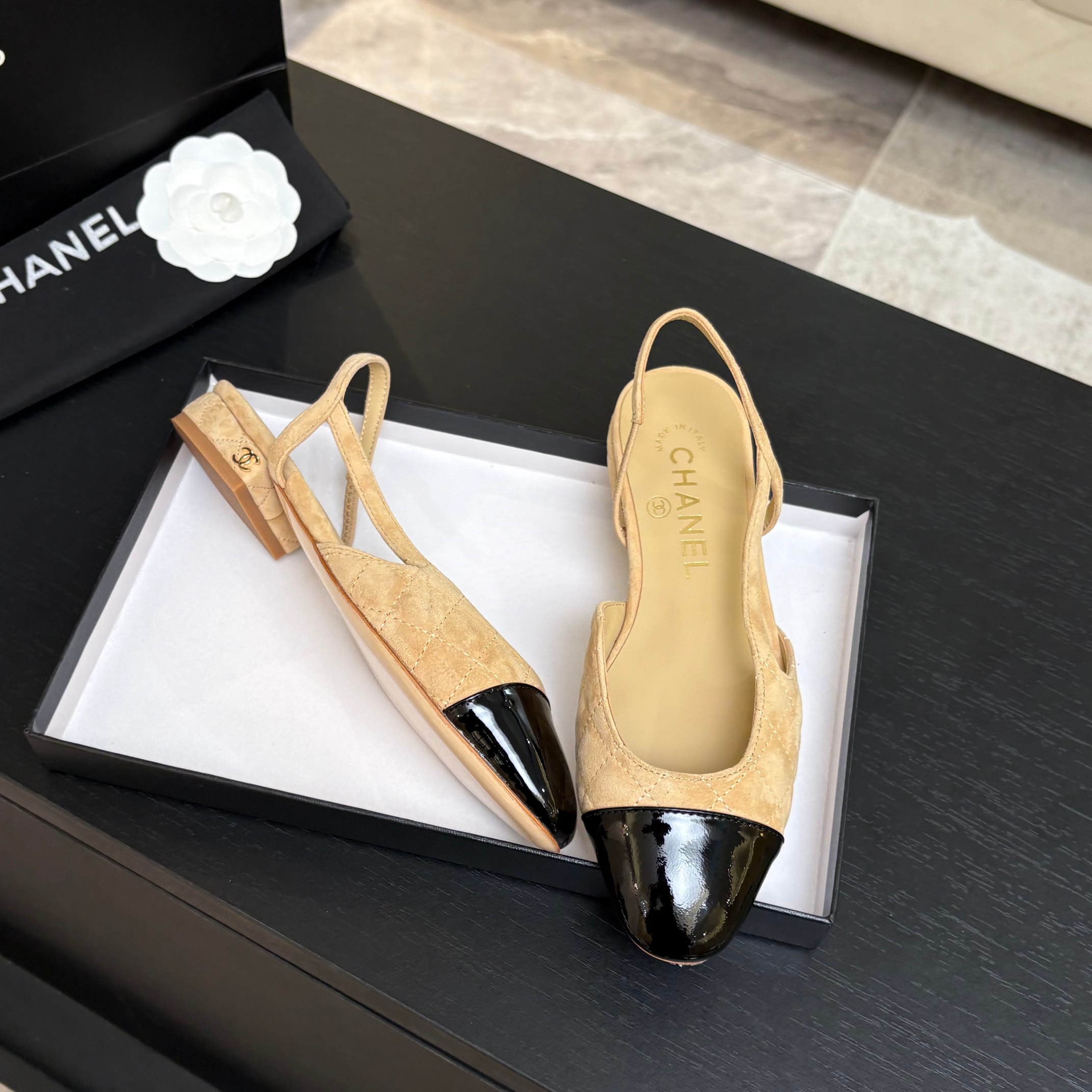 Chanel Denim Slingback Flats