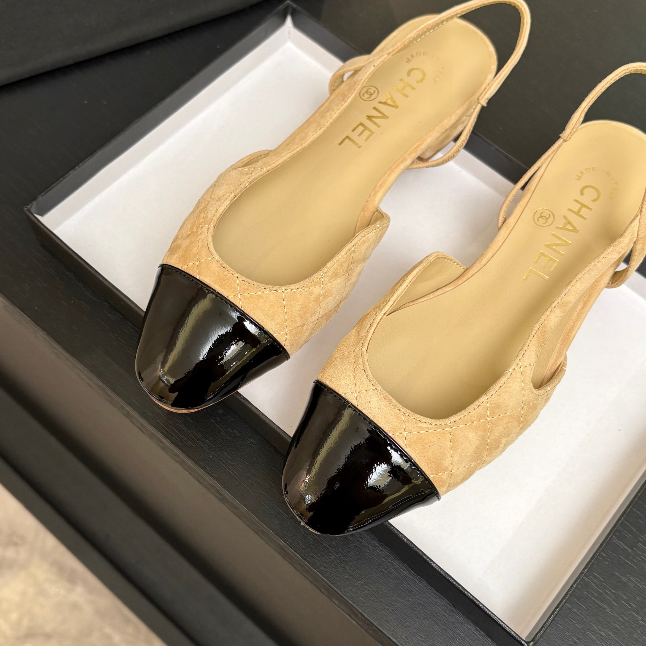 Chanel Denim Slingback Flats
