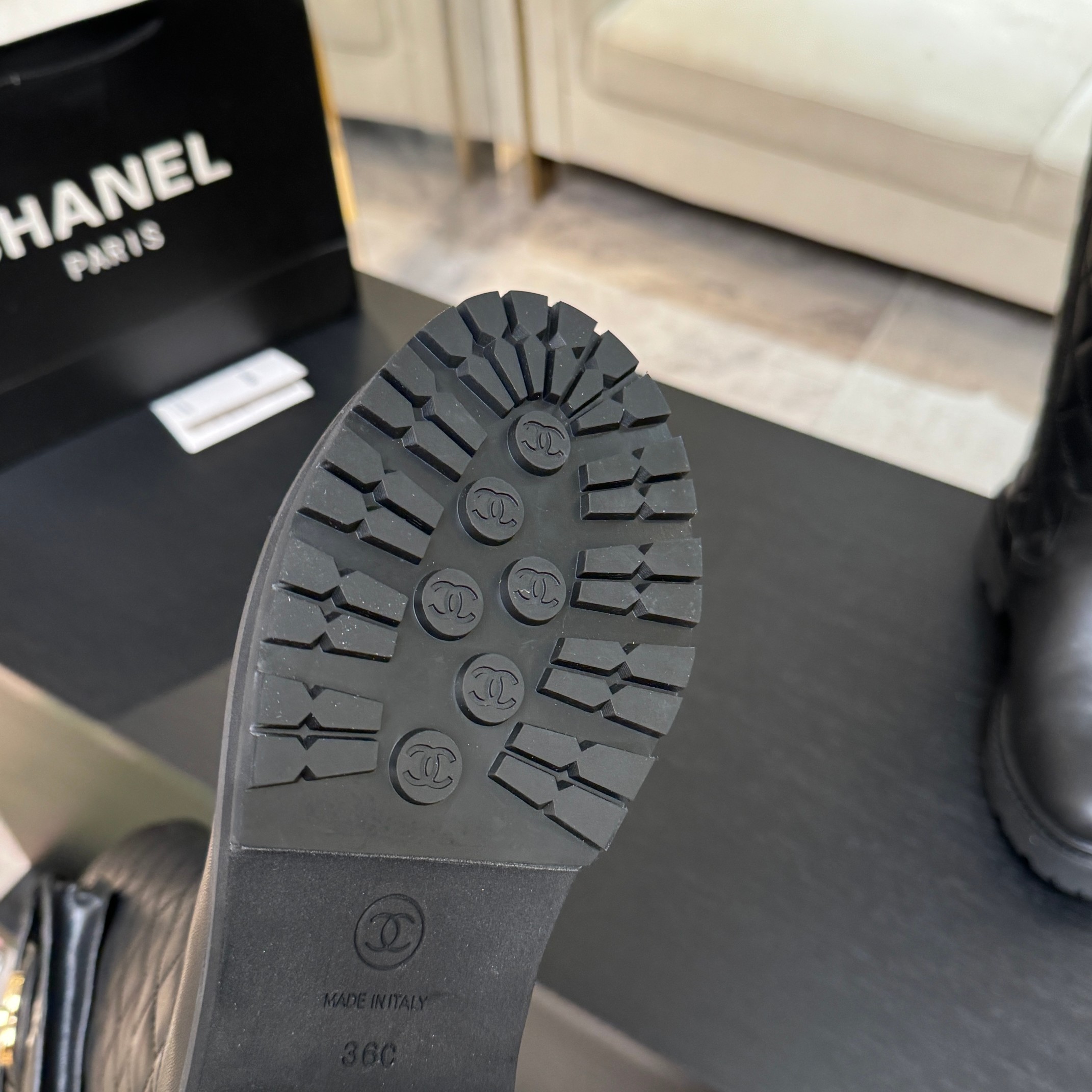 Chanel Black Leather Pocket Combat Boots