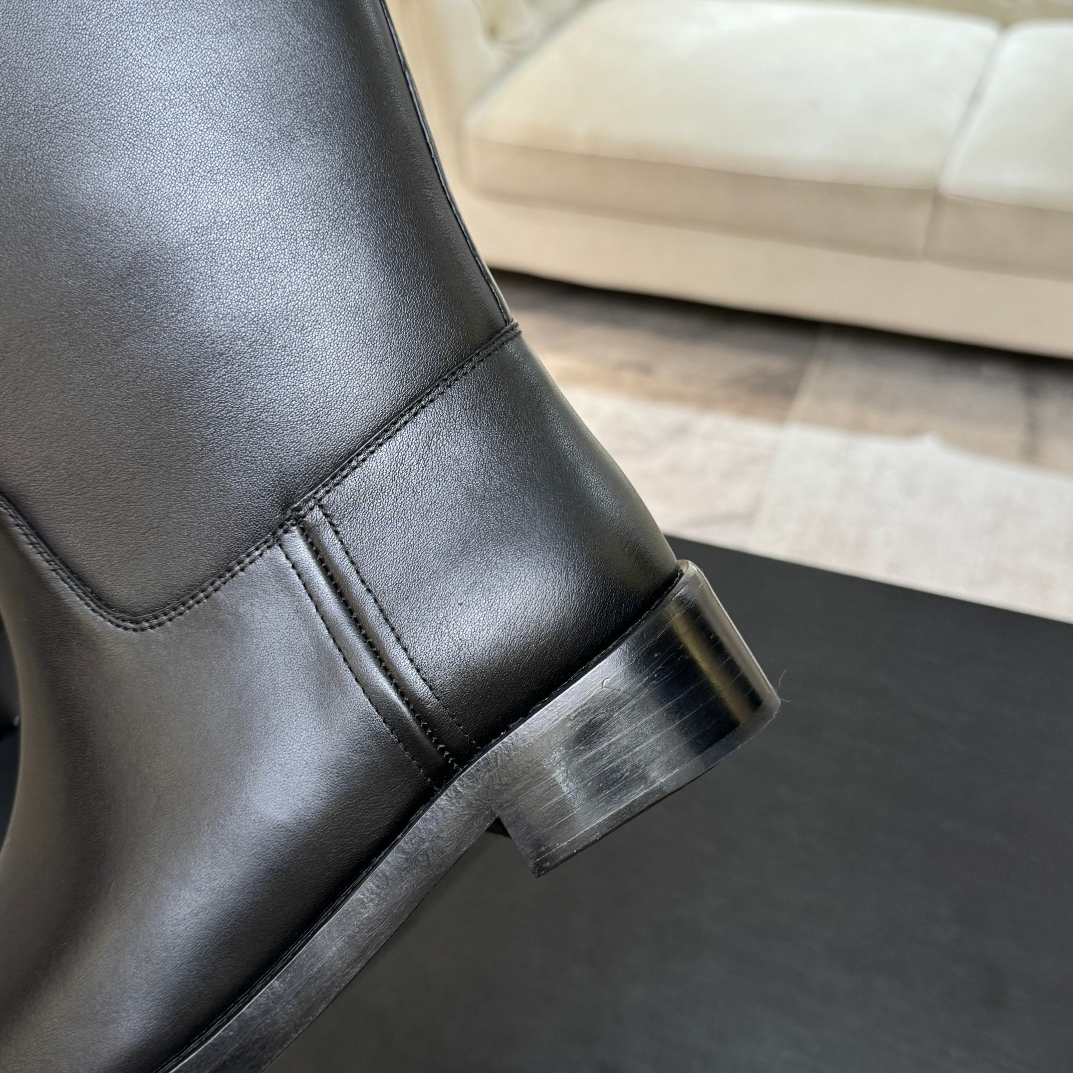 Chanel Black Leather Long Riding Boots