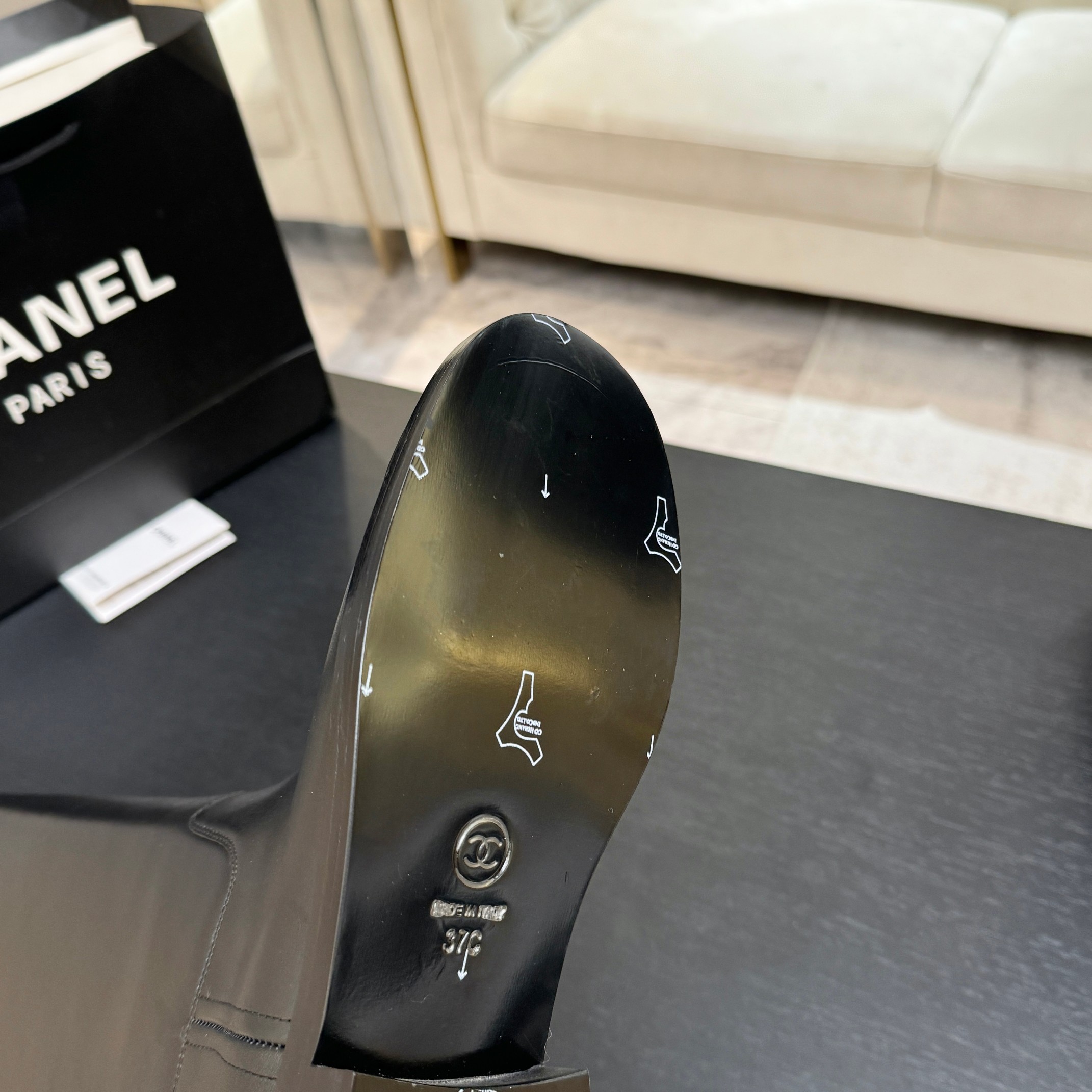 Chanel Black Leather Long Riding Boots
