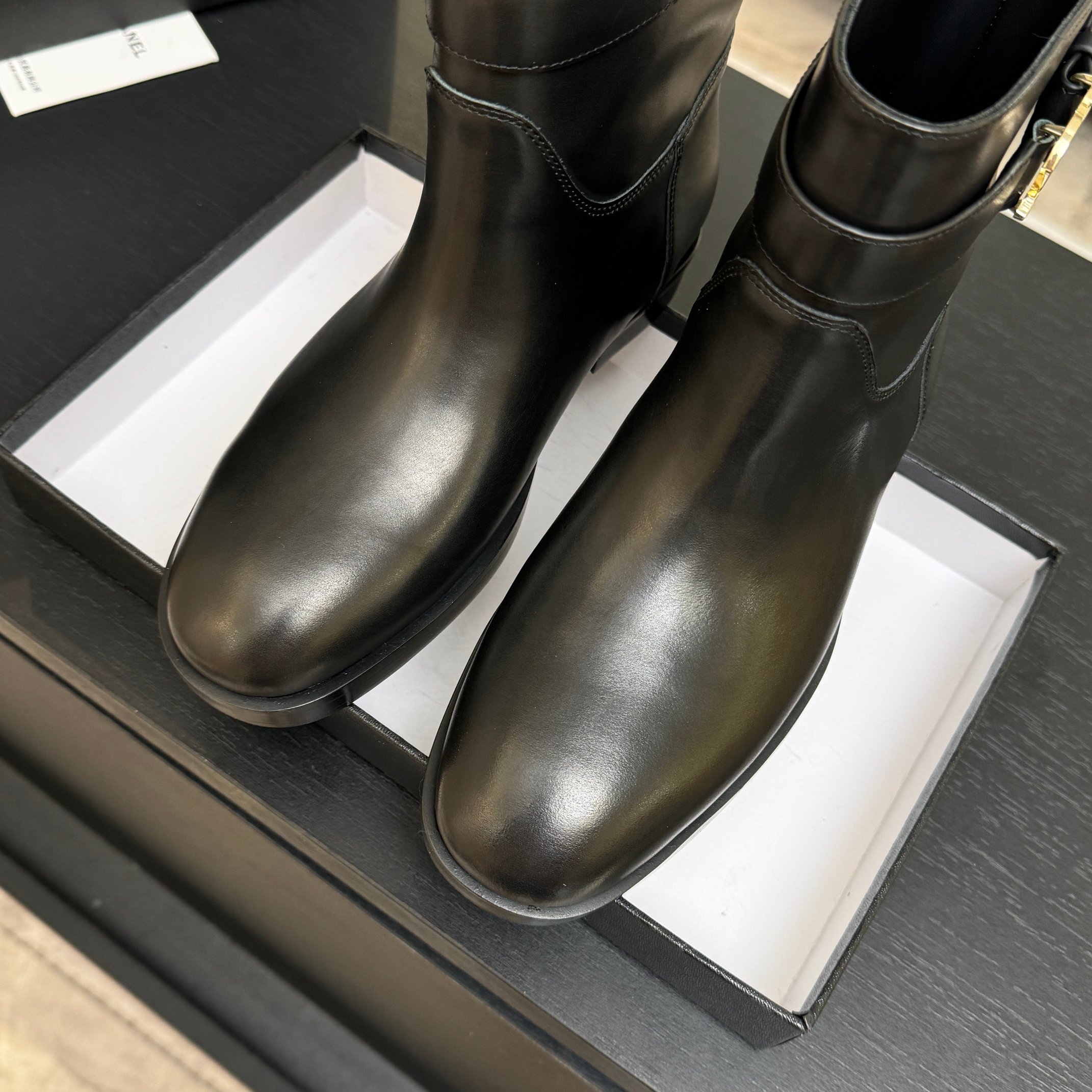 Chanel Black Flat Ankle Boots