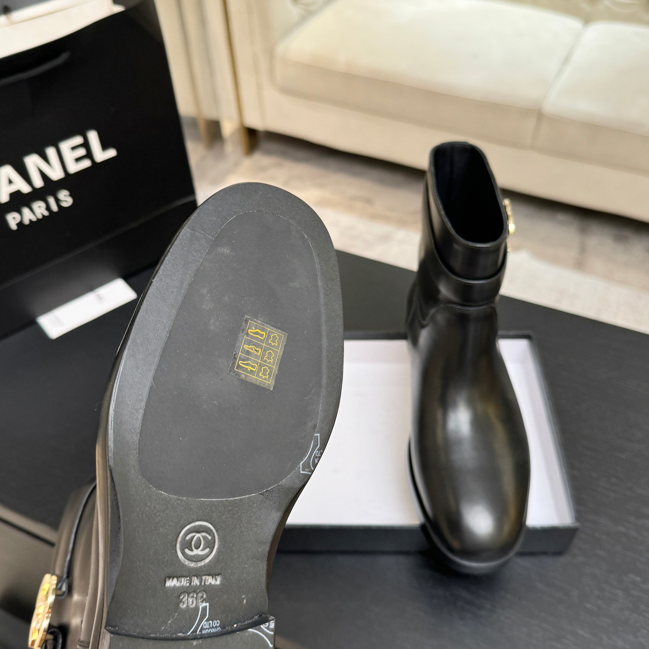 Chanel Black Flat Ankle Boots