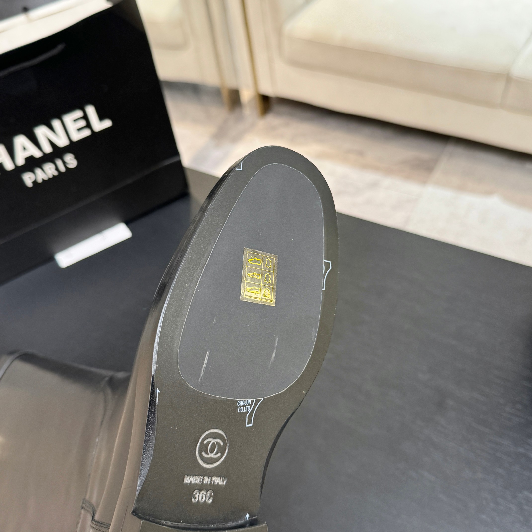 Chanel Black Leather Long Riding Boots