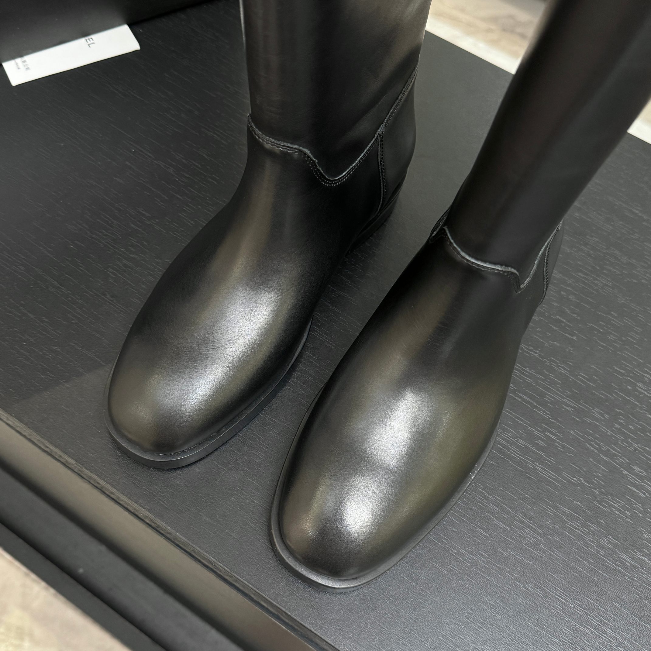 Chanel Black Leather Long Riding Boots