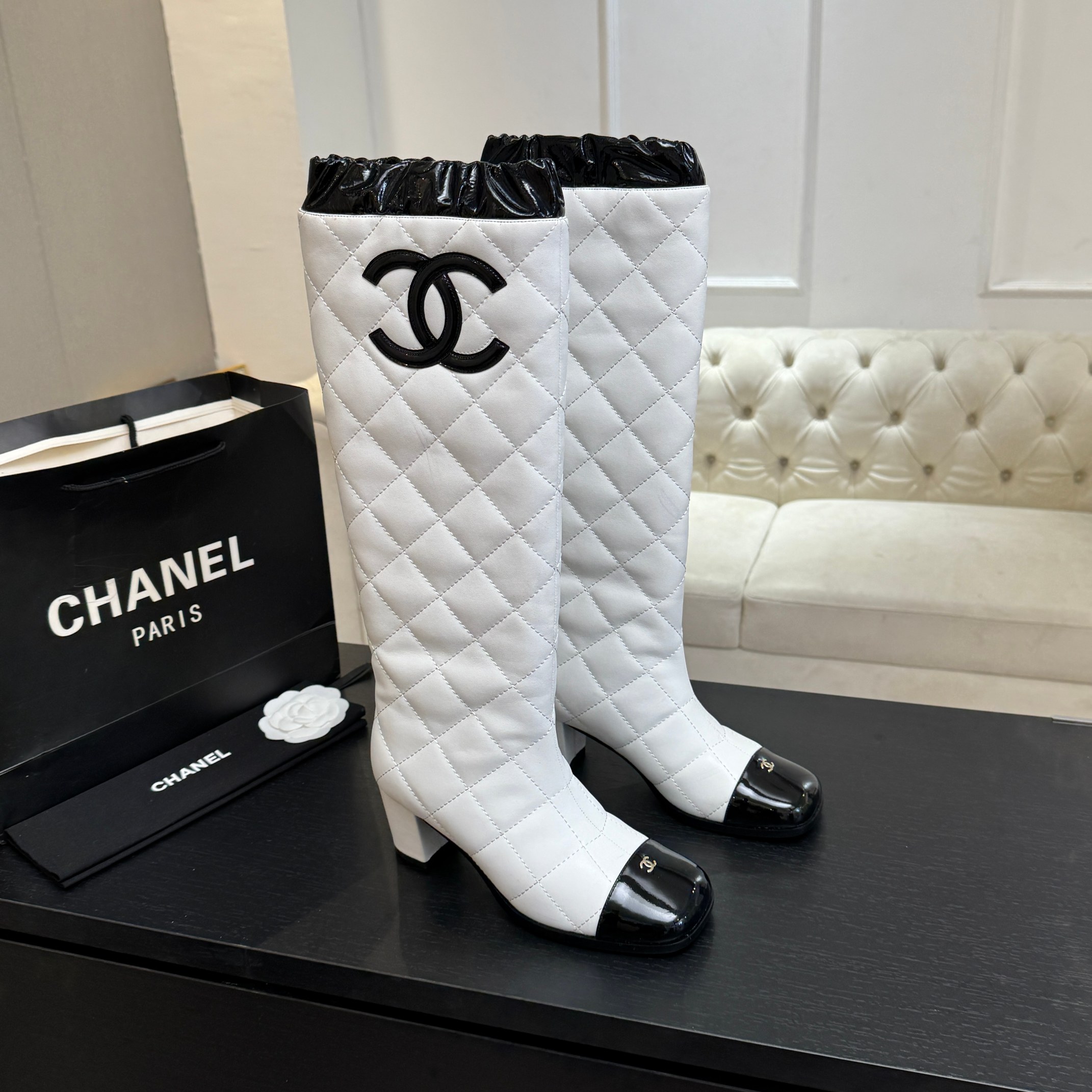 Chanel CC Logo Tall Boots