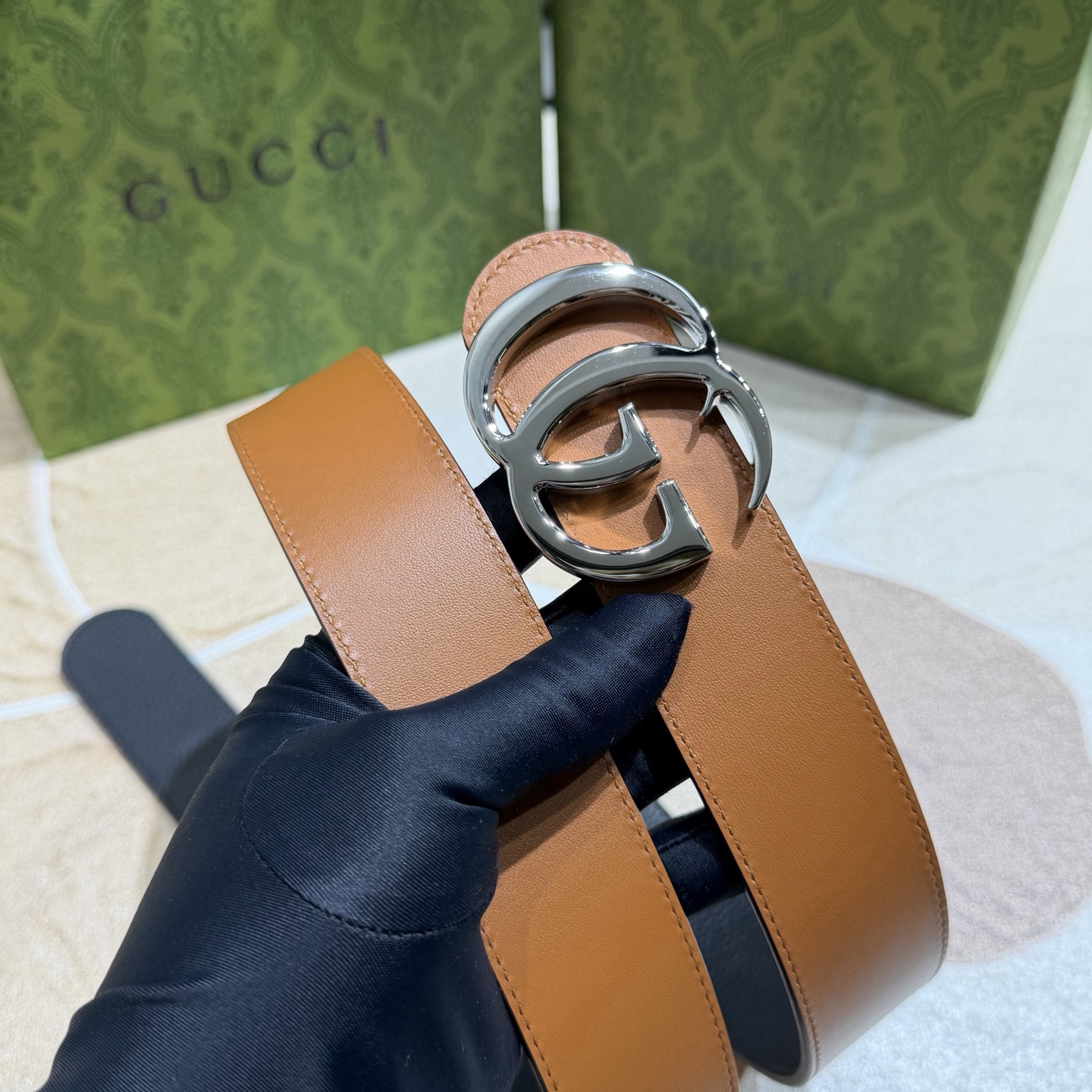 Gucci 古奇官网经典 正品规格 3.7mm原版品质✨双面头层小牛皮搭配双G经典扣
