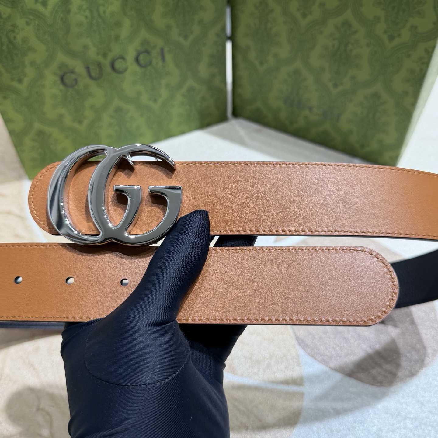 Gucci 古奇官网经典 正品规格 3.7mm原版品质✨双面头层小牛皮搭配双G经典扣