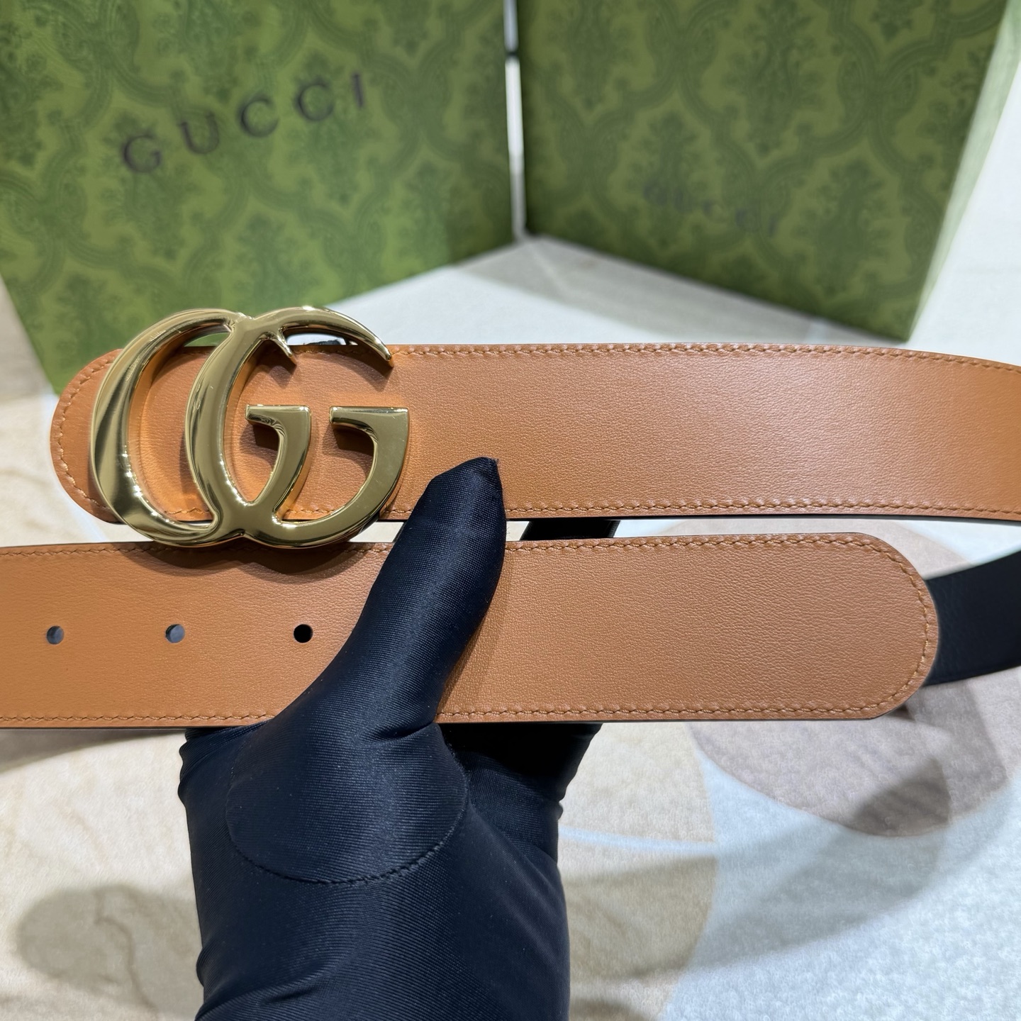 Gucci 古奇官网经典 正品规格 3.7mm原版品质✨双面头层小牛皮搭配双G经典扣