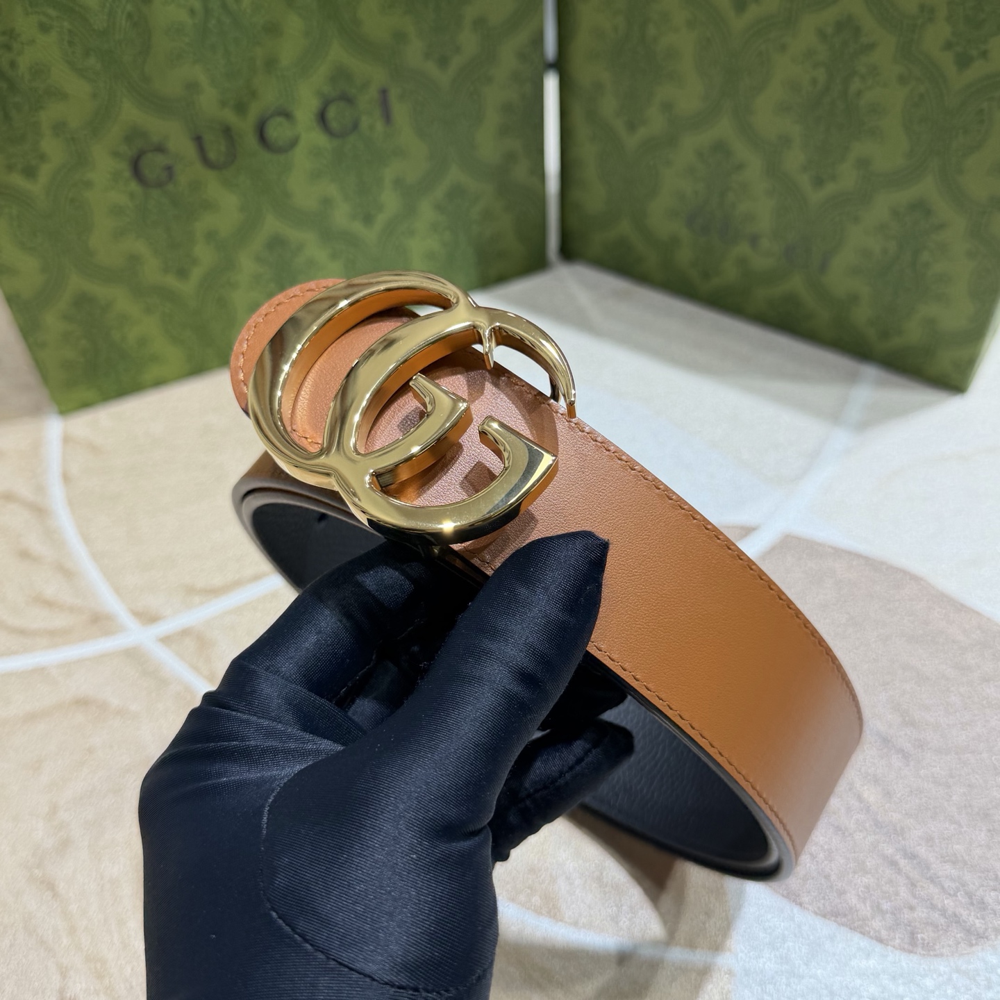 Gucci 古奇官网经典 正品规格 3.7mm原版品质✨双面头层小牛皮搭配双G经典扣