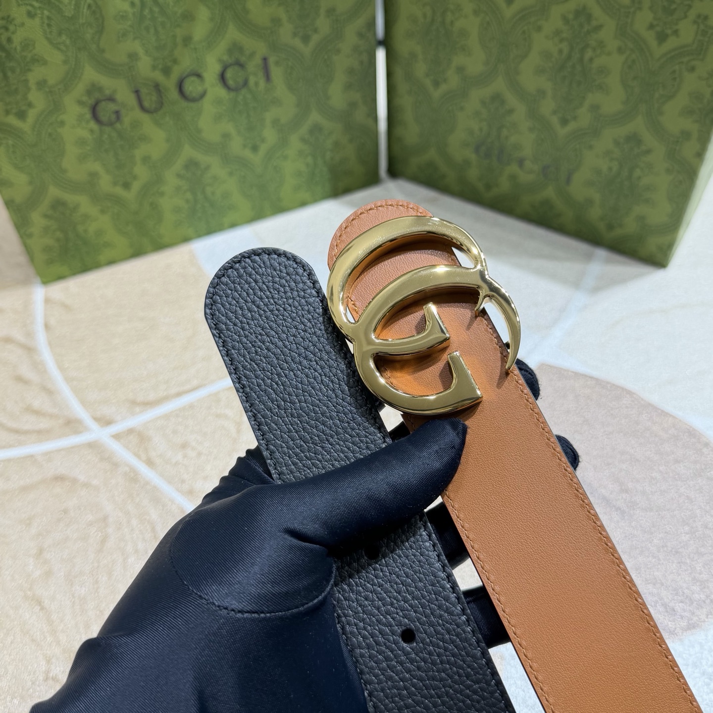 Gucci 古奇官网经典 正品规格 3.7mm原版品质✨双面头层小牛皮搭配双G经典扣
