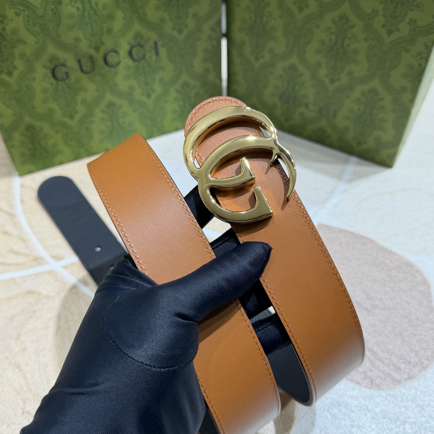 Gucci 古奇官网经典 正品规格 3.7mm原版品质✨双面头层小牛皮搭配双G经典扣
