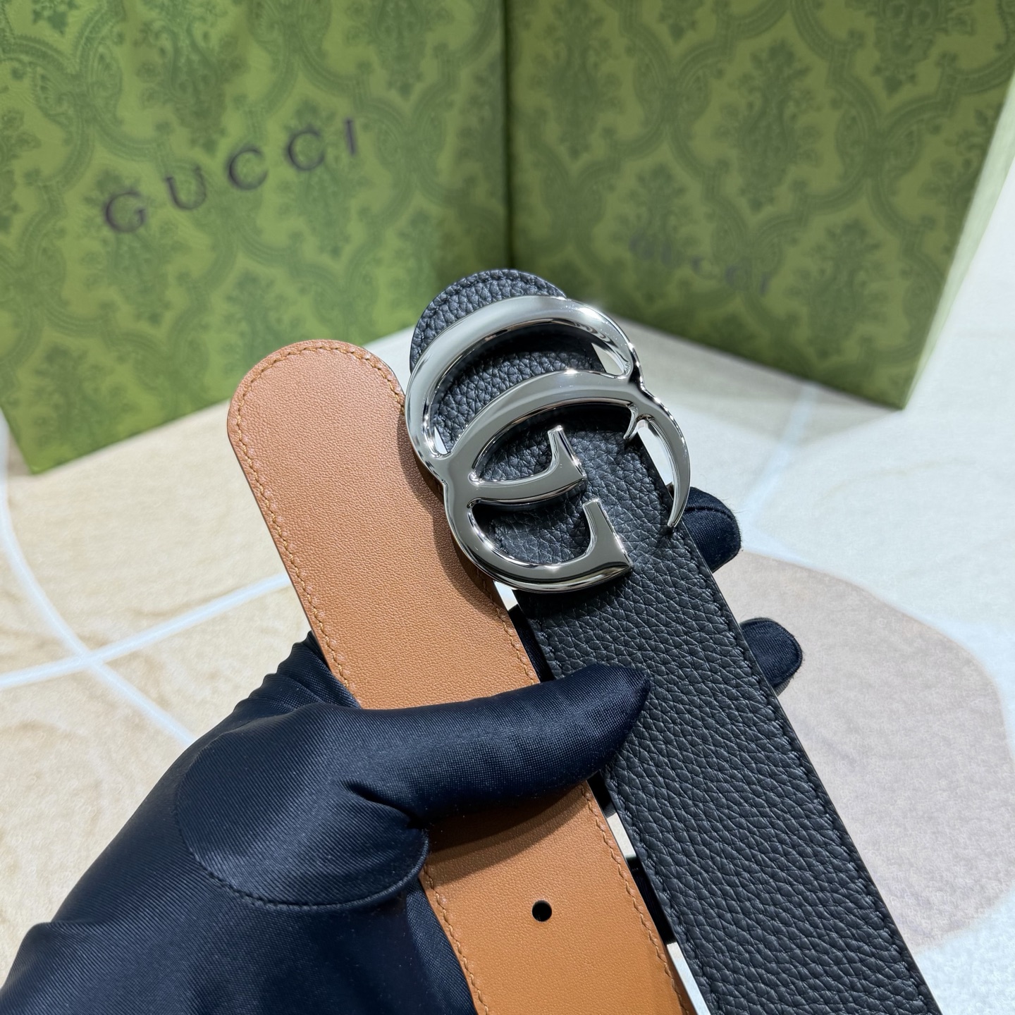 Gucci 古奇官网经典 正品规格 3.7mm原版品质✨双面头层小牛皮搭配双G经典扣