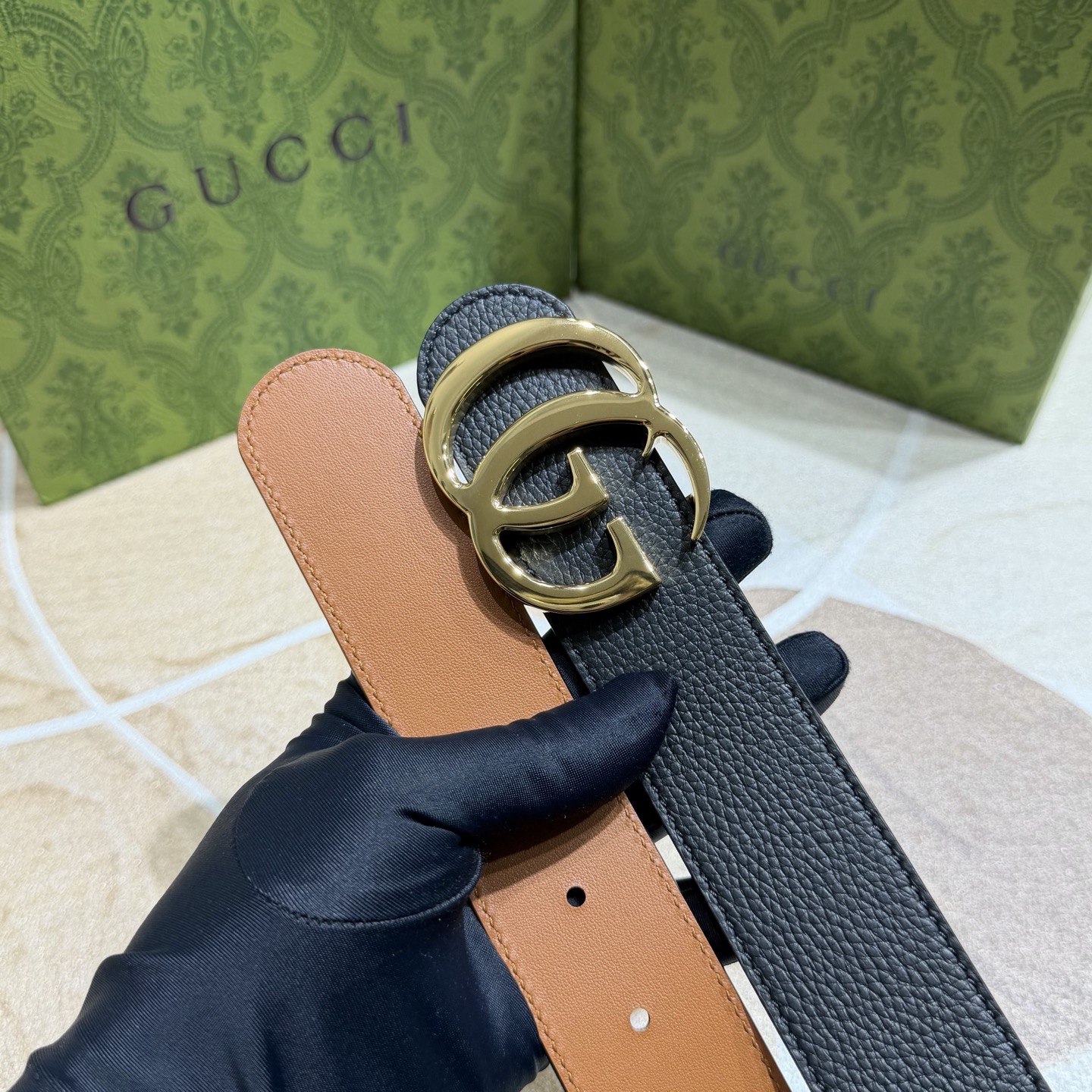 Gucci 古奇官网经典 正品规格 3.7mm原版品质✨双面头层小牛皮搭配双G经典扣