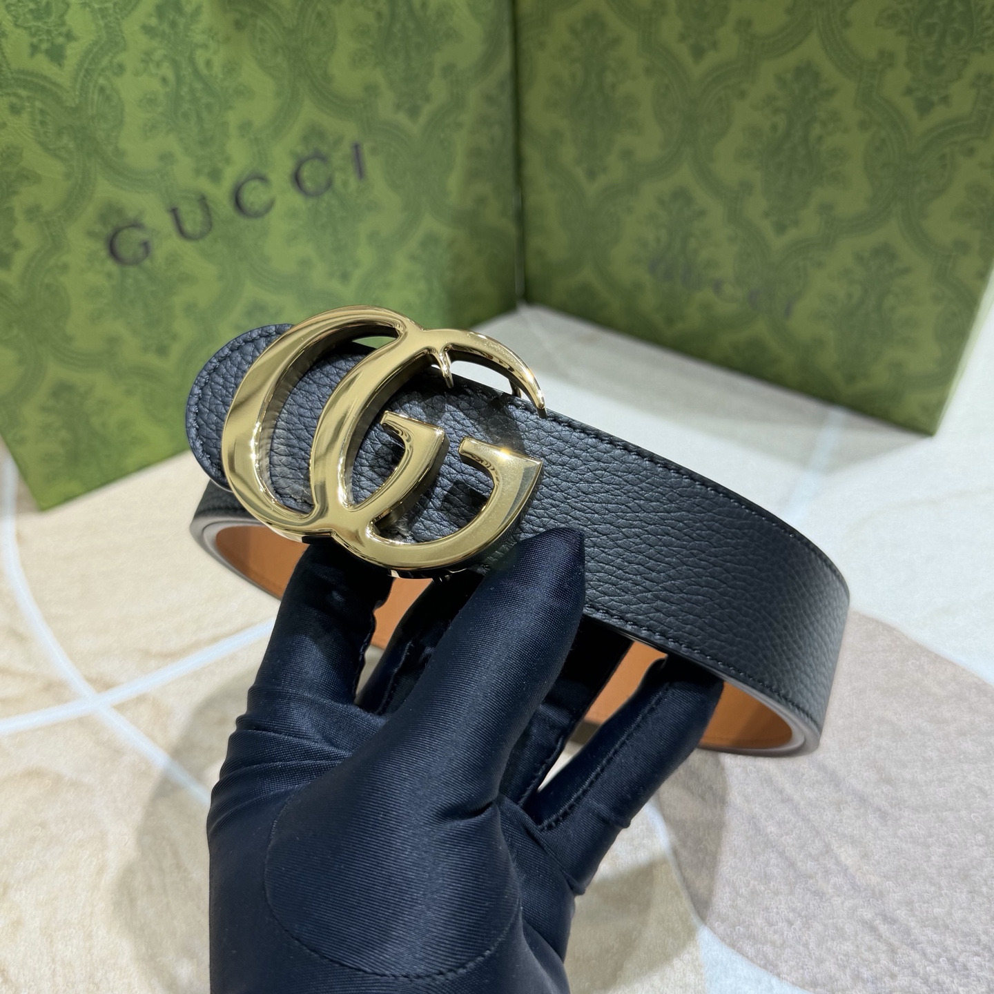Gucci 古奇官网经典 正品规格 3.7mm原版品质✨双面头层小牛皮搭配双G经典扣