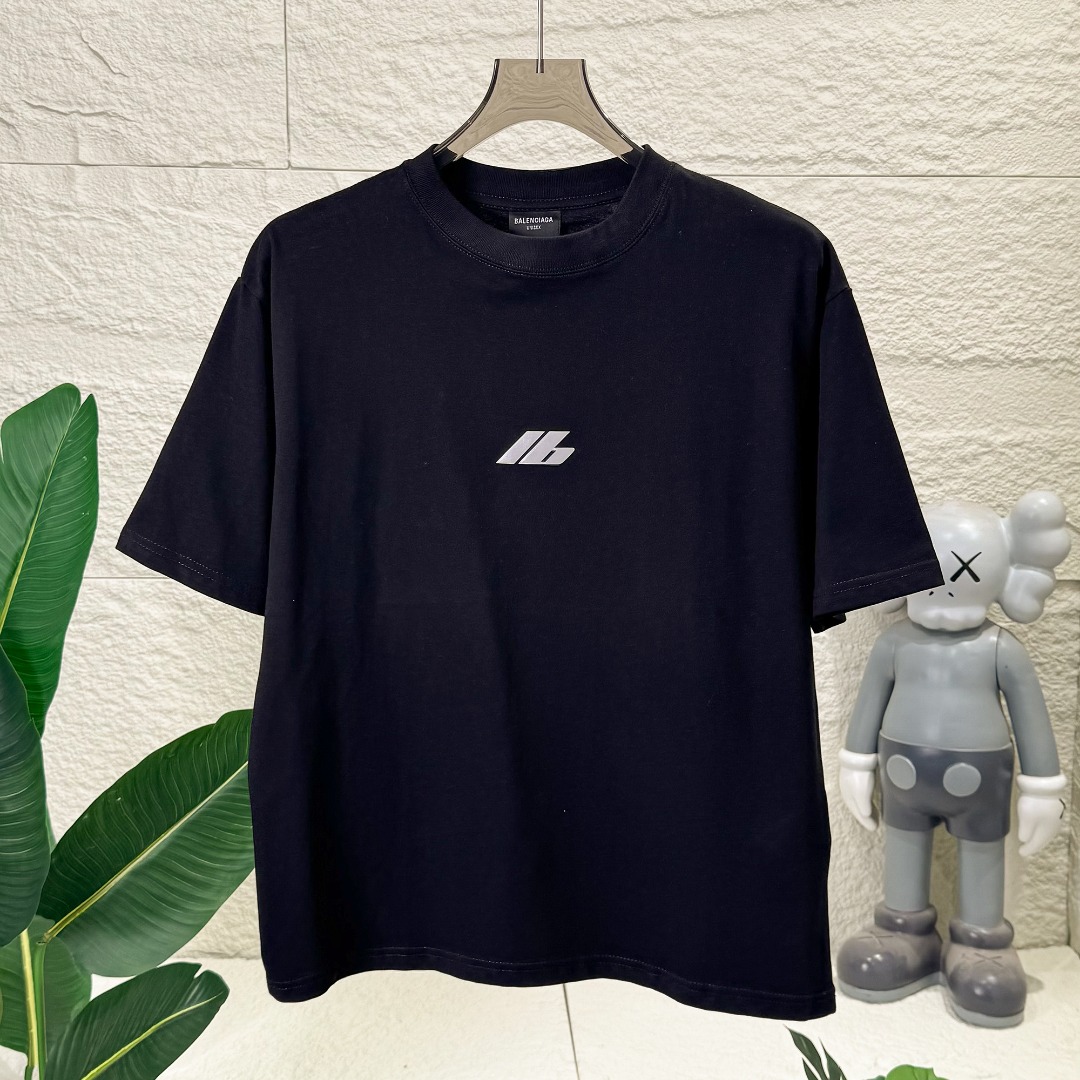Balenciaga Relaxed Fit Short Sleeve T-Shirt with Reflective Logo Print