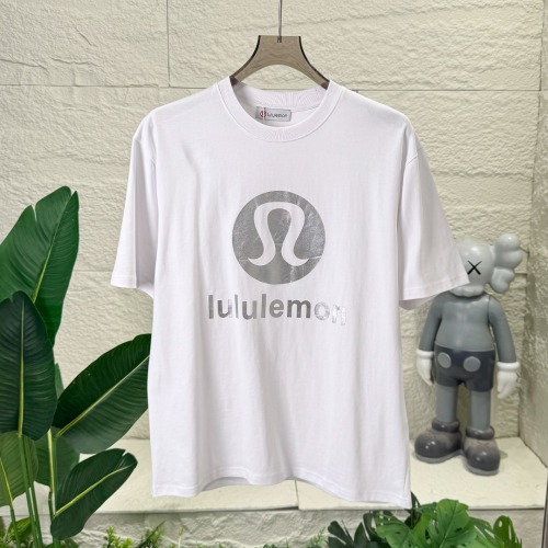 Lululemon Silver Logo Print Crew Neck Short Sleeve T-Shirt Unisex 1 Lululemon Silver Logo Print Crew Neck Short Sleeve T-Shirt Unisex