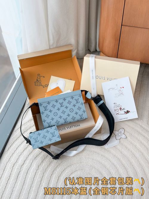 Louis Vuitton Gaston Wearable Wallet Monogram Shadow Leather, Ice Blue