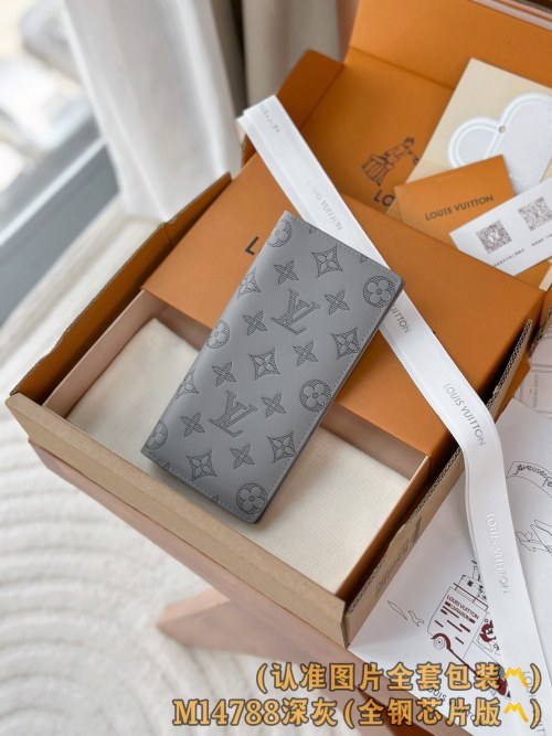 Louis Vuitton Brazza Wallet Monogram Shadow Leather - M14788 Deep Grey
