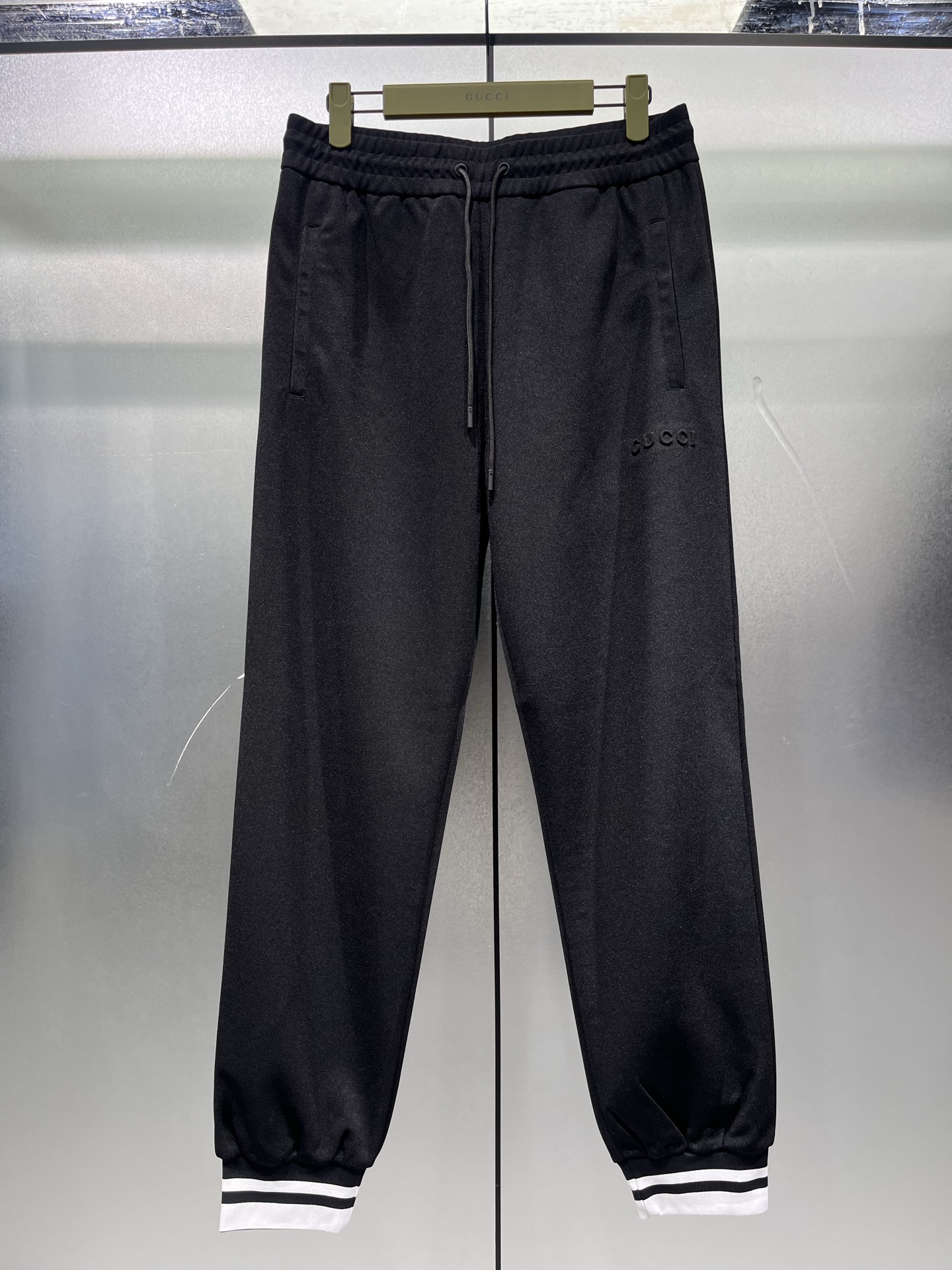 NO:450383,GUC new limited contrasting thread three-dimensional small-label trousers S-XL full-code shipment, gucci, alexander wang19860909GUC 新款限定撞色螺纹立体小标长裤 S-XL全码出货,,gucci,alexander wang,Men's clothing