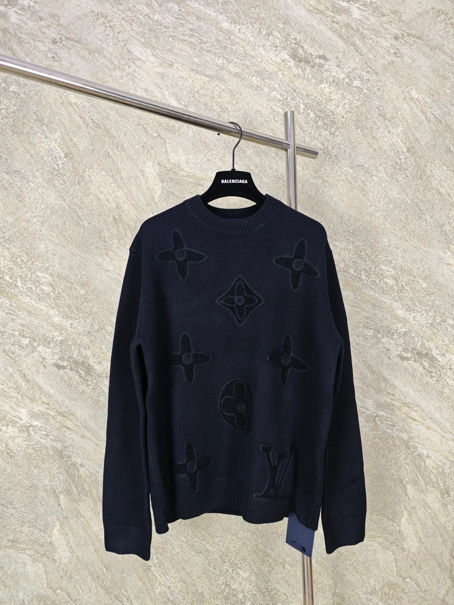 P245 Suéter jacquard con patrón oscuro LV de mensaje privado al por mayor de alta calidad 1. Tejido mezclado de lana y …