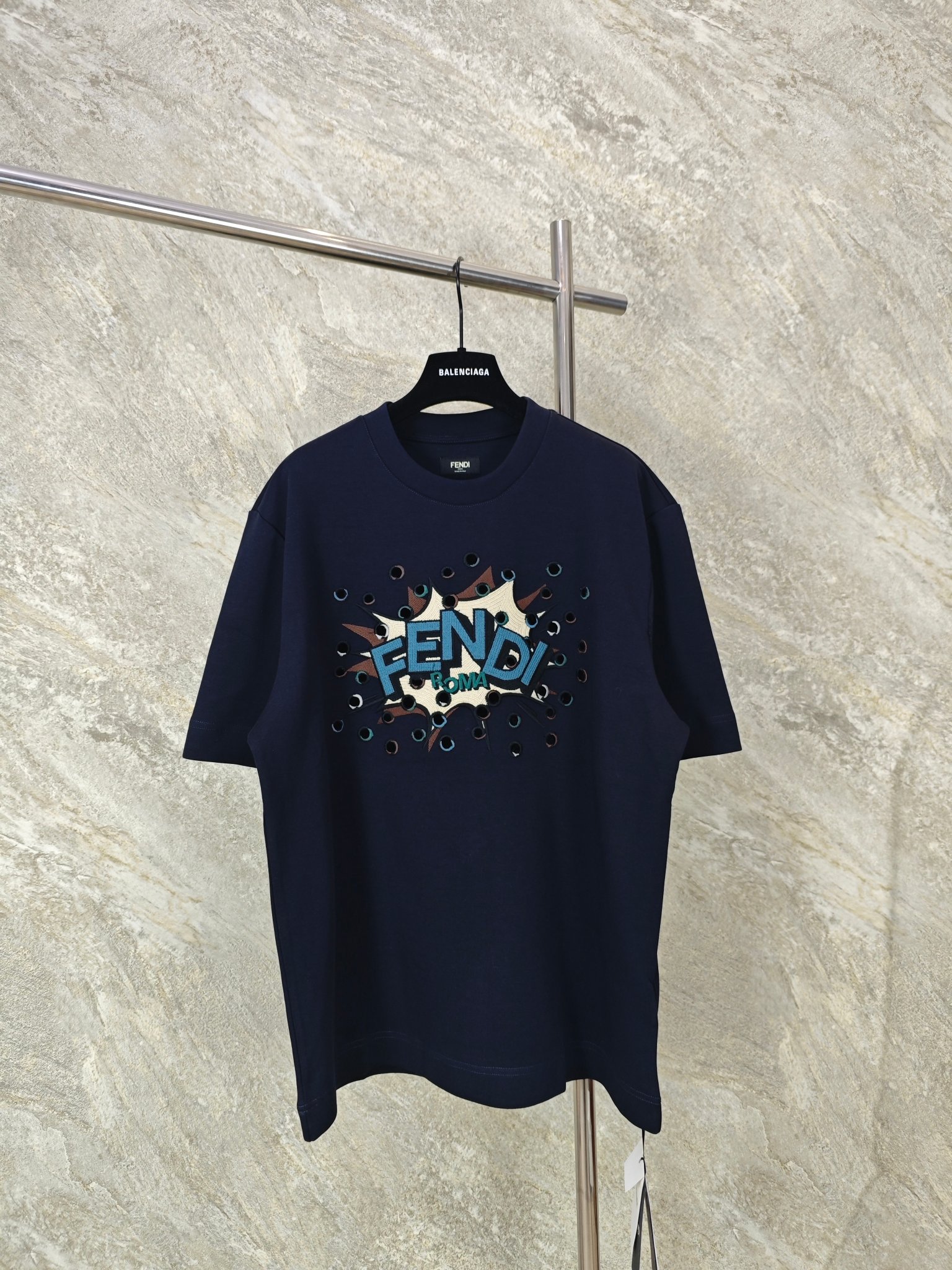 펜디 자수 프린트 코튼 반팔 티셔츠 1027 Fendi T Shirt