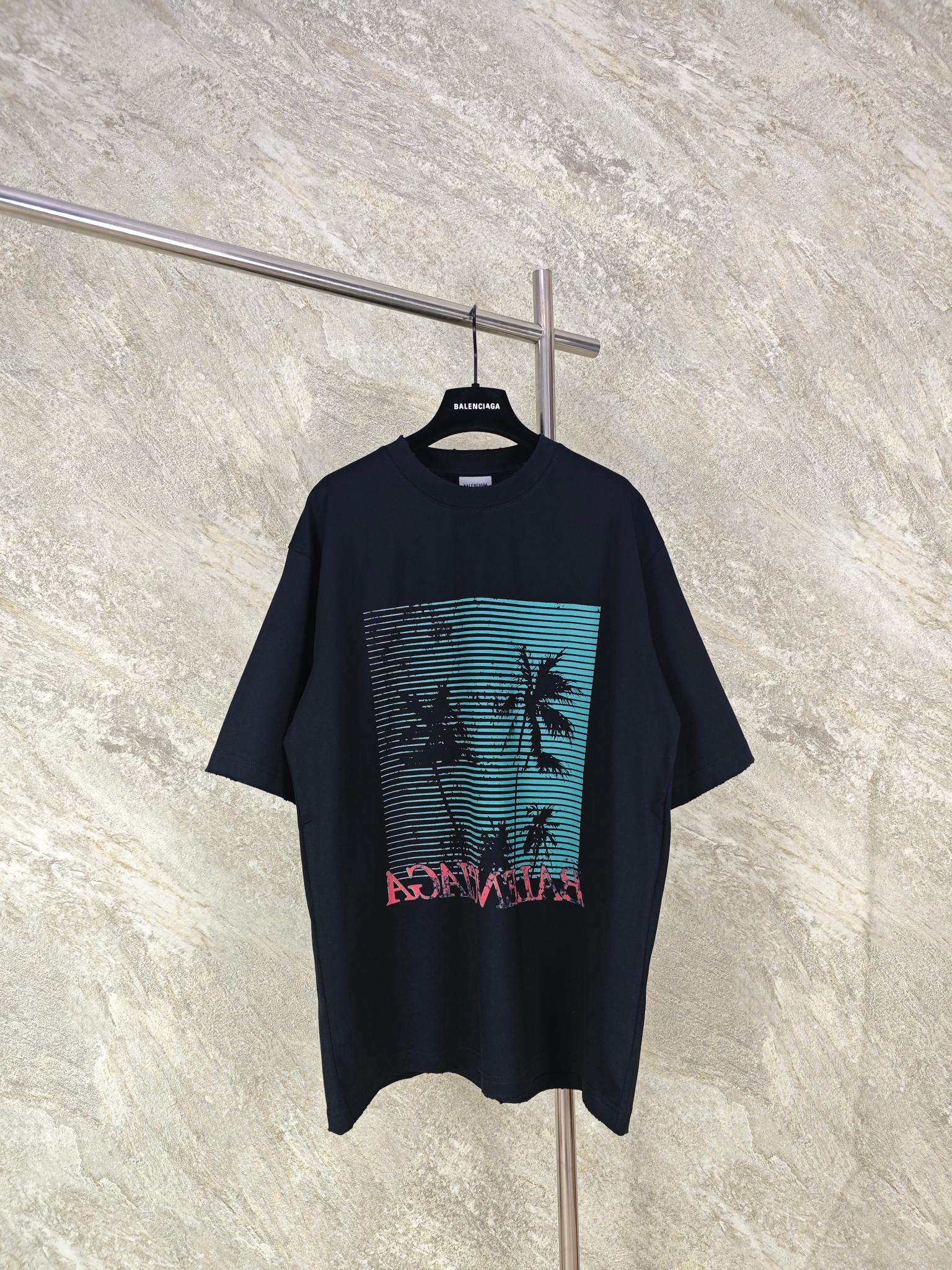 NO:824207,Top quality BLCG 26ss black coconut jungle short sleeve SIZE XS S M L, Balenciaga-clothing, balenciaga, T-shirt,19860909顶级品质 BLCG 26ss 黑椰树丛林短袖 SIZE XS S M L,巴黎世家-服装,balenciaga,T-shirt,,Women's clothing