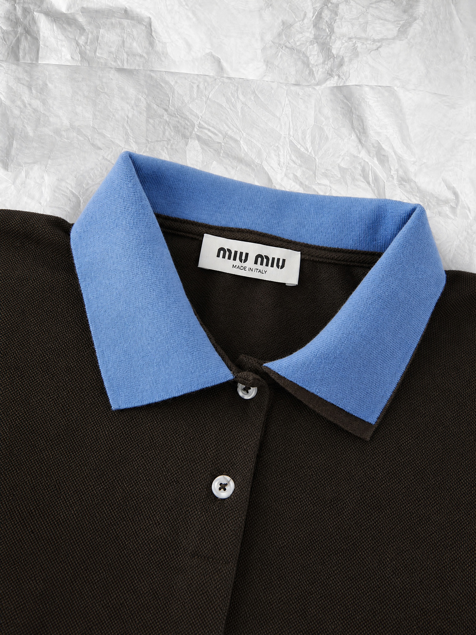 Miu Miu Miu 双层螺纹领刺绣POLO衫